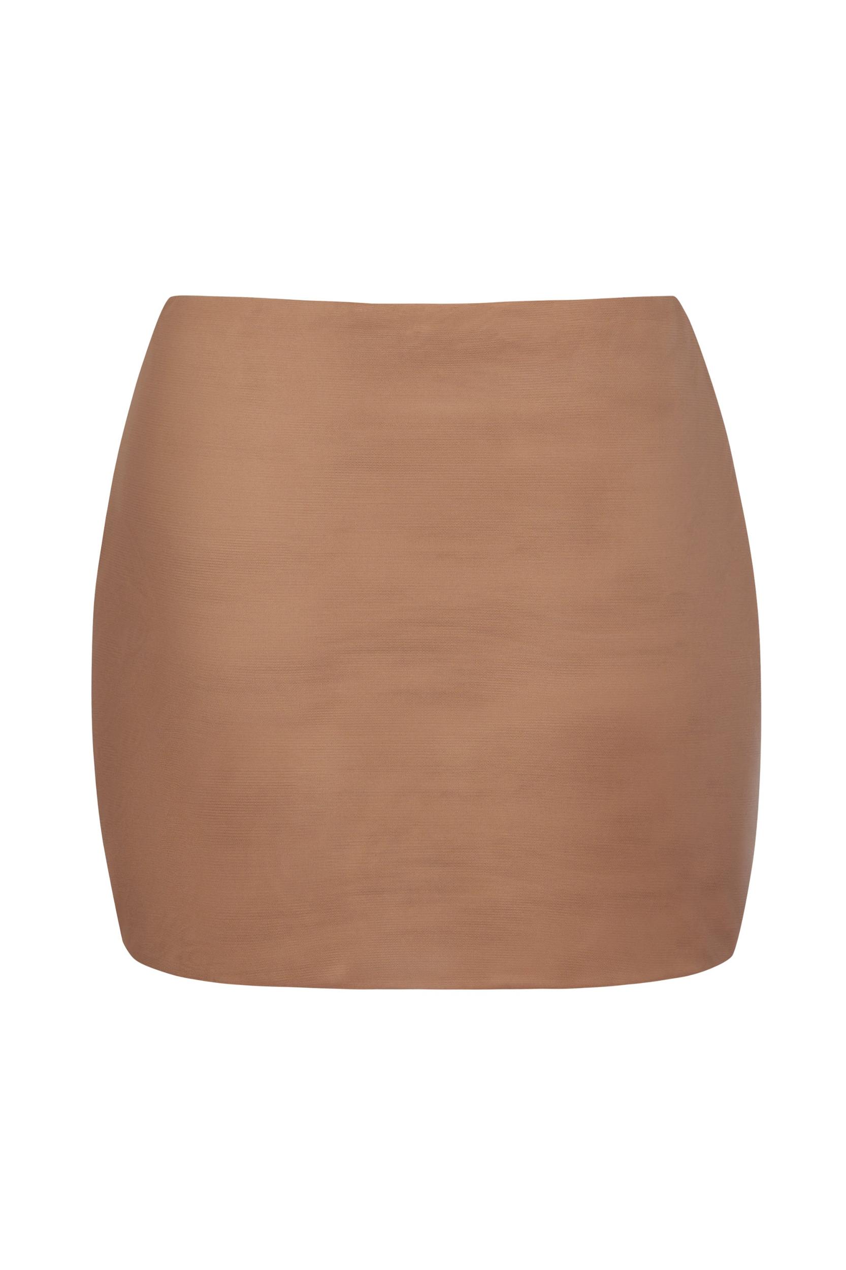 Soft Mesh Low-Rise Micro Mini Slip Skirt in Honey Product Image