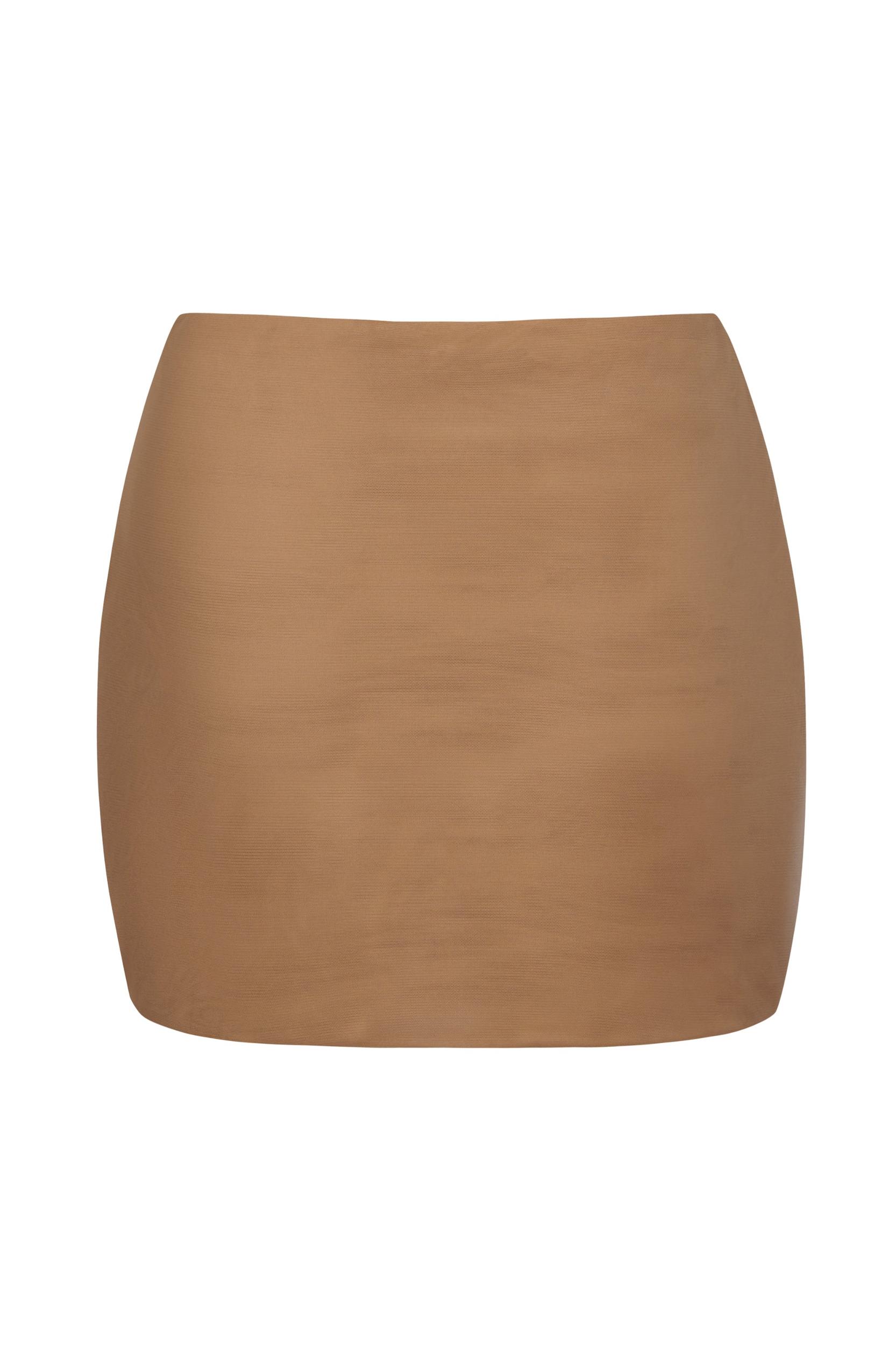 Soft Mesh Low-Rise Micro Mini Slip Skirt in Honey Product Image
