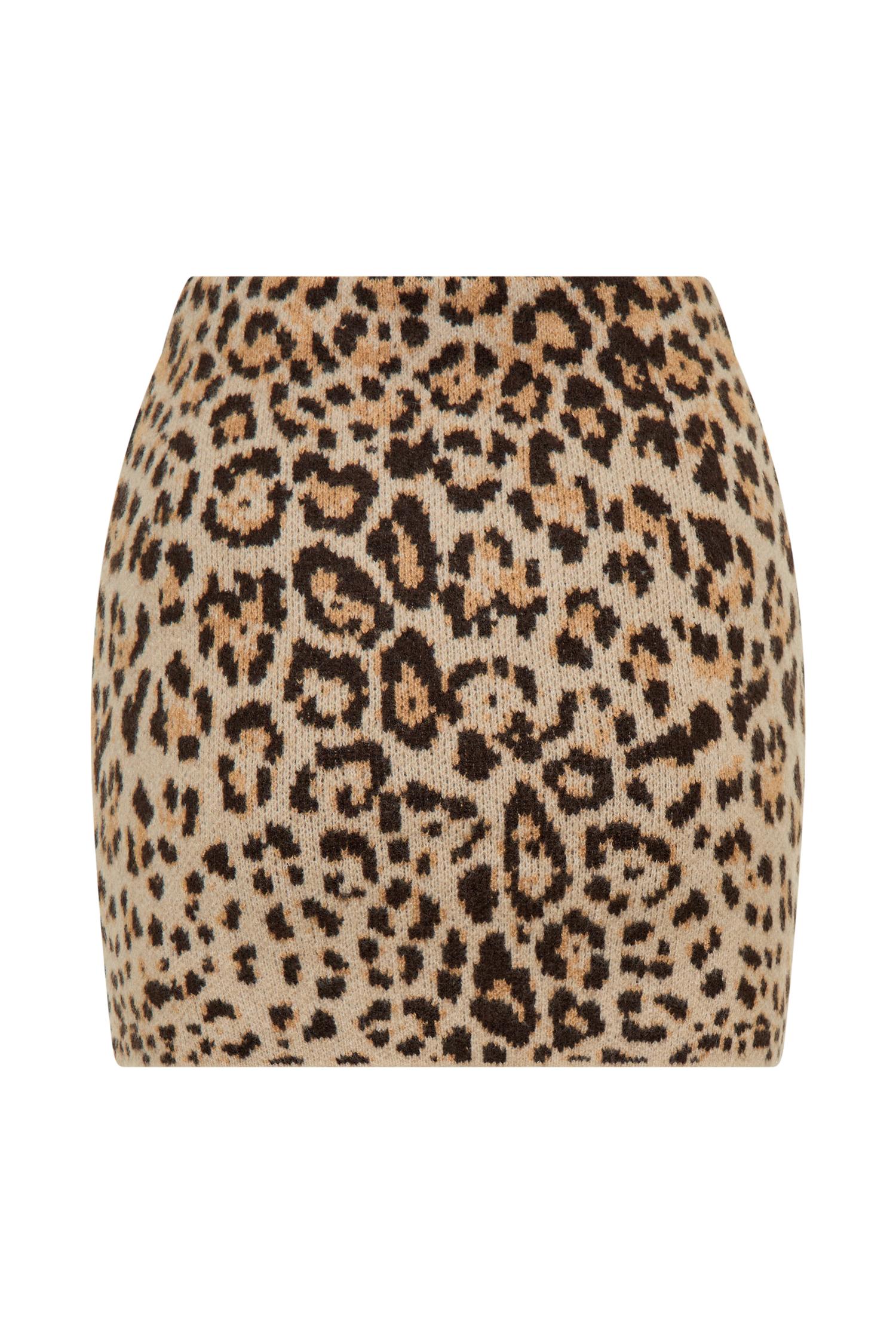 Marissa Knit Mini Skirt - Leopard Print Product Image