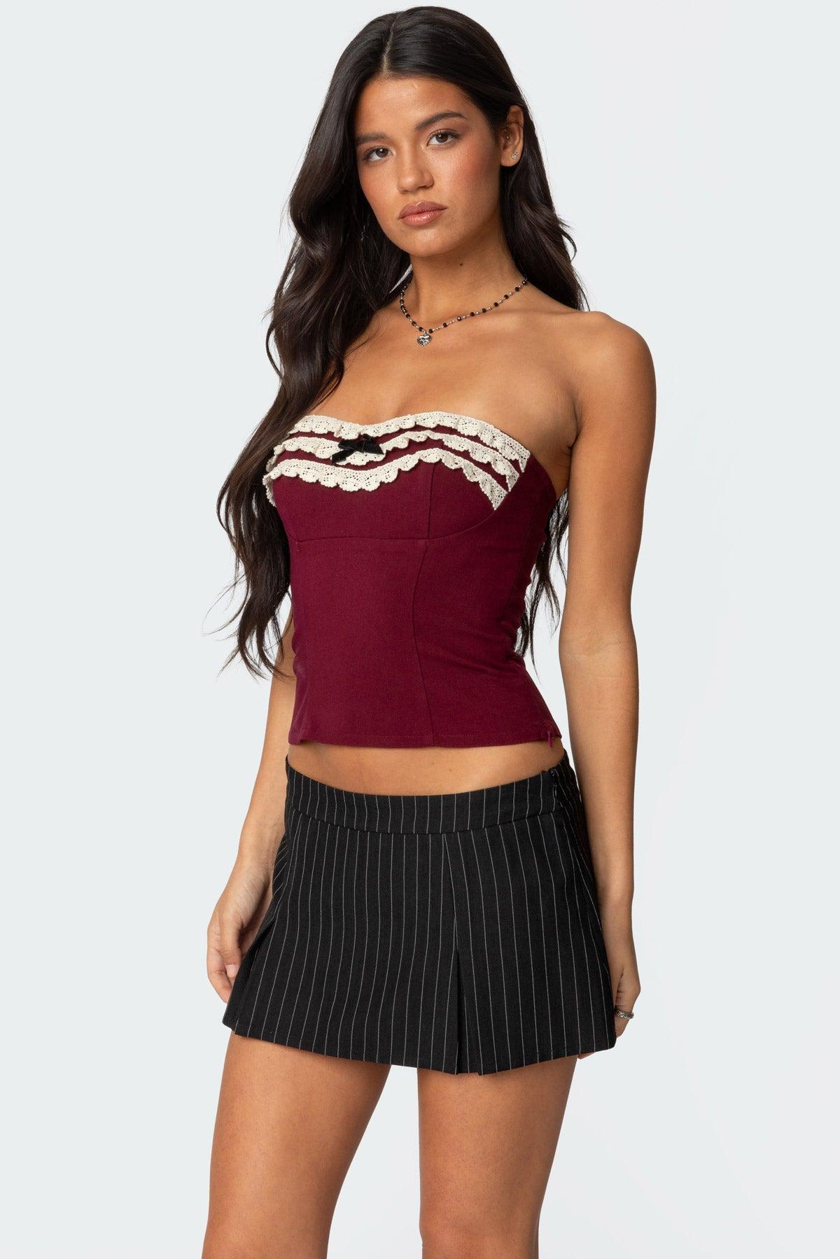 Eyelet Ruffle Strapless Top Product Image