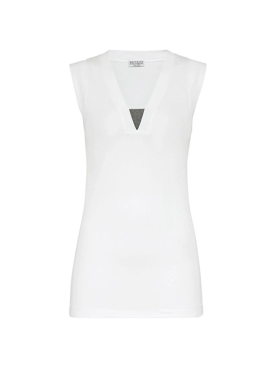 Womens Stretch Cotton Ribbed Jersey Top Product Image