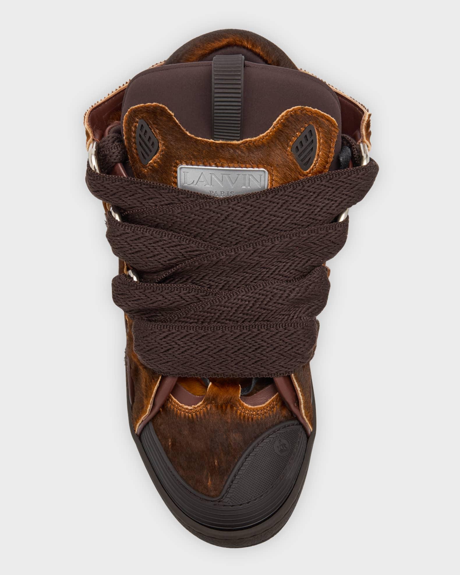 Men's Curb Pony-Effect Leather Low-Top Sneakers Product Image