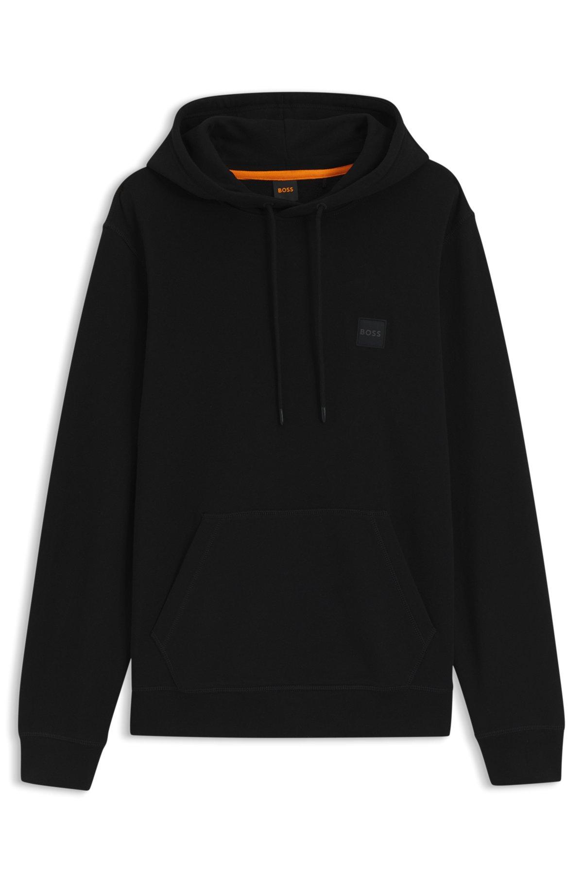 BOSS - Regular-fit hoodie in cotton terry with logo patch - Light Green Product Image