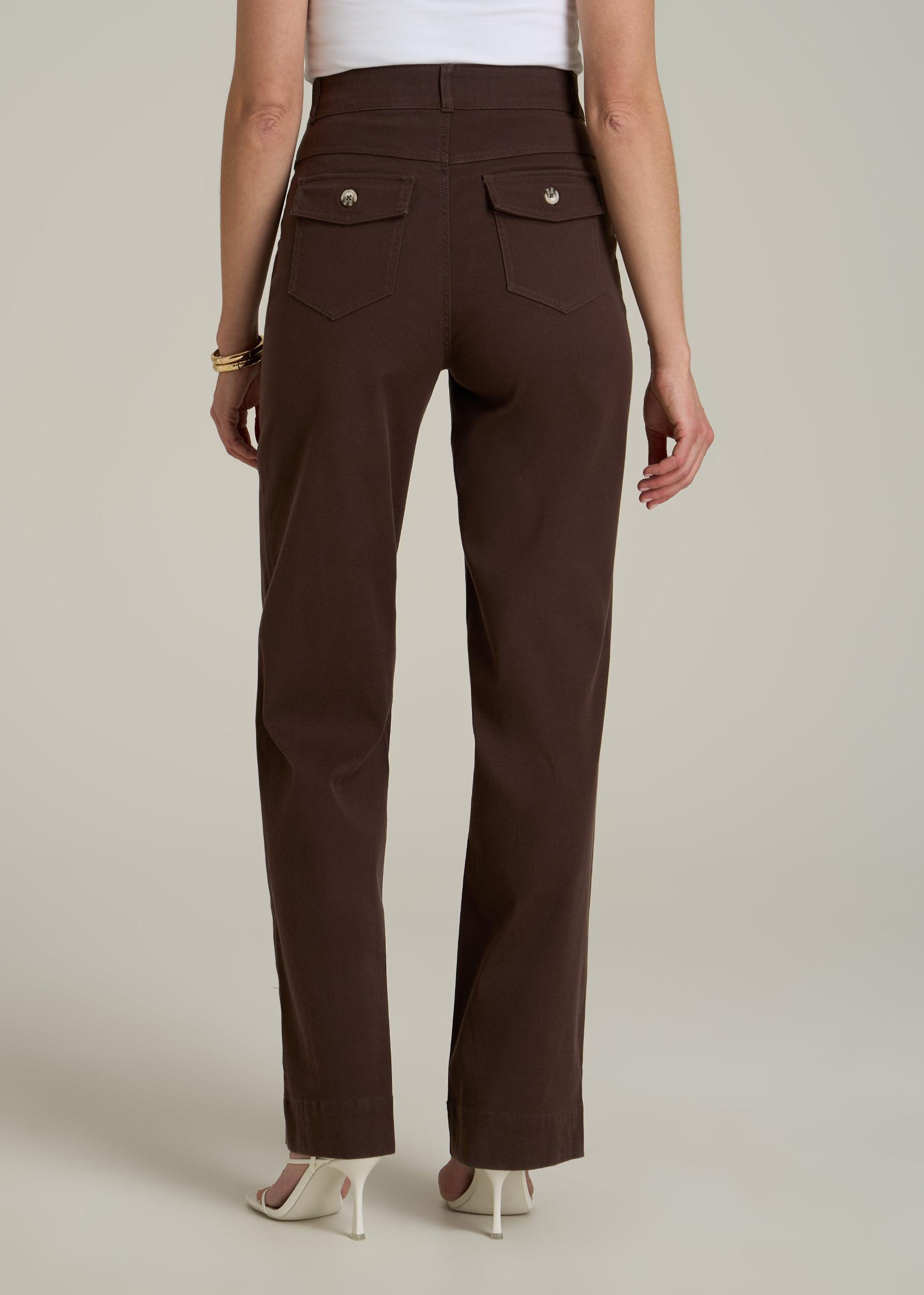Stretch Twill Wide Leg Pant for Tall Women in Espresso Female Product Image