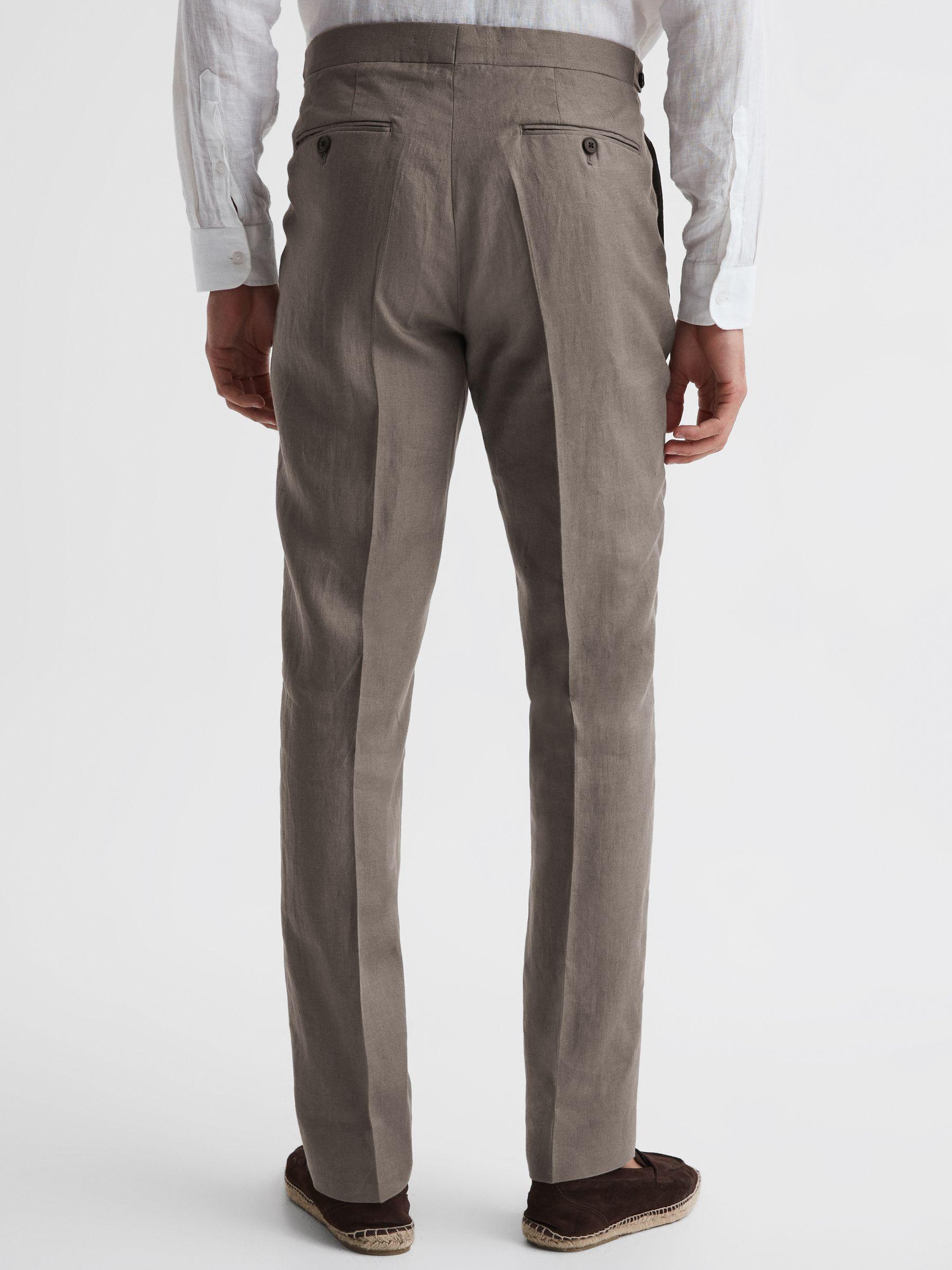 Slim Fit Linen Trousers in Sage Product Image