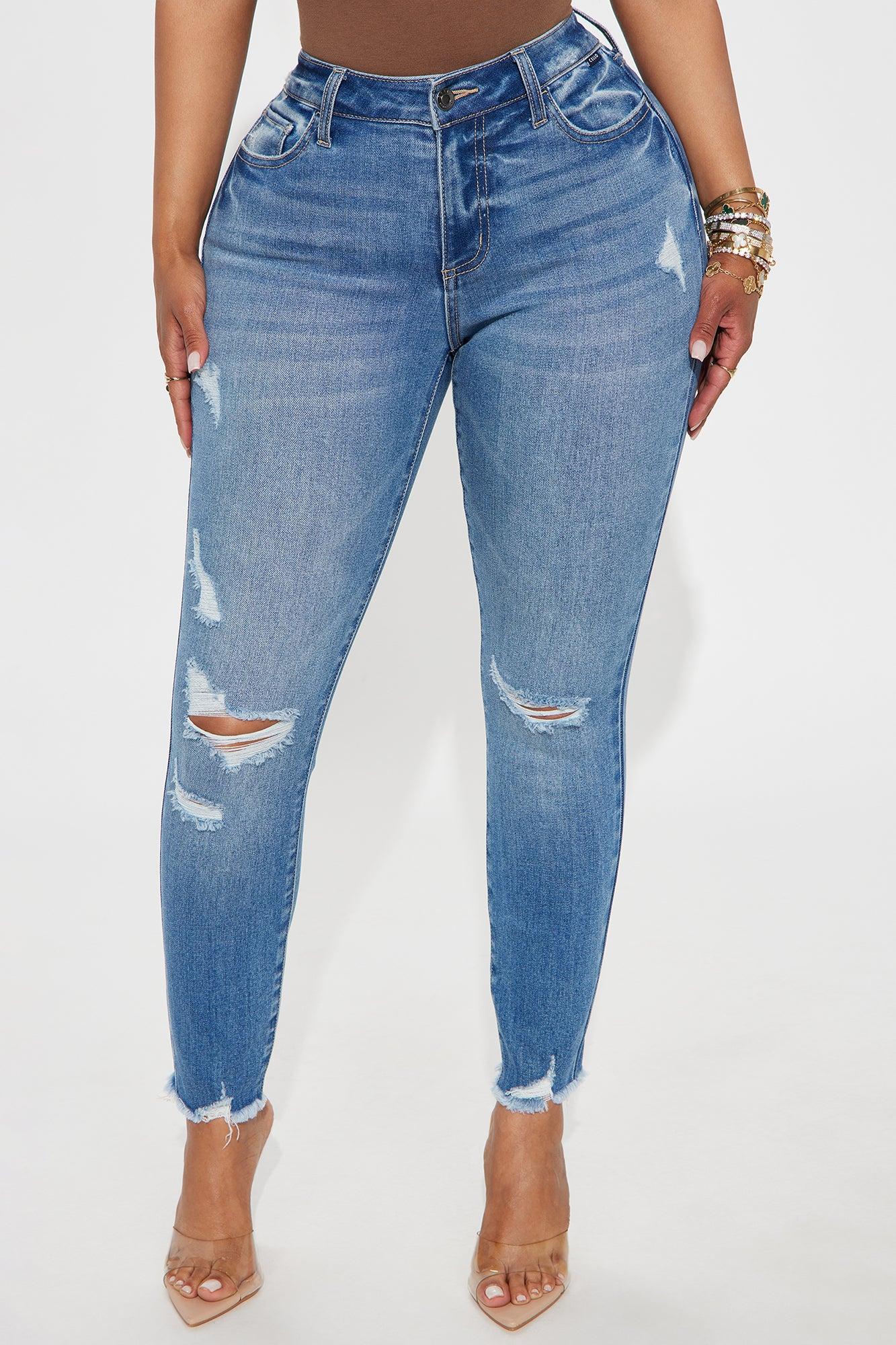 See Me Now Ripped Ankle Skinny Jean - Medium Wash Product Image