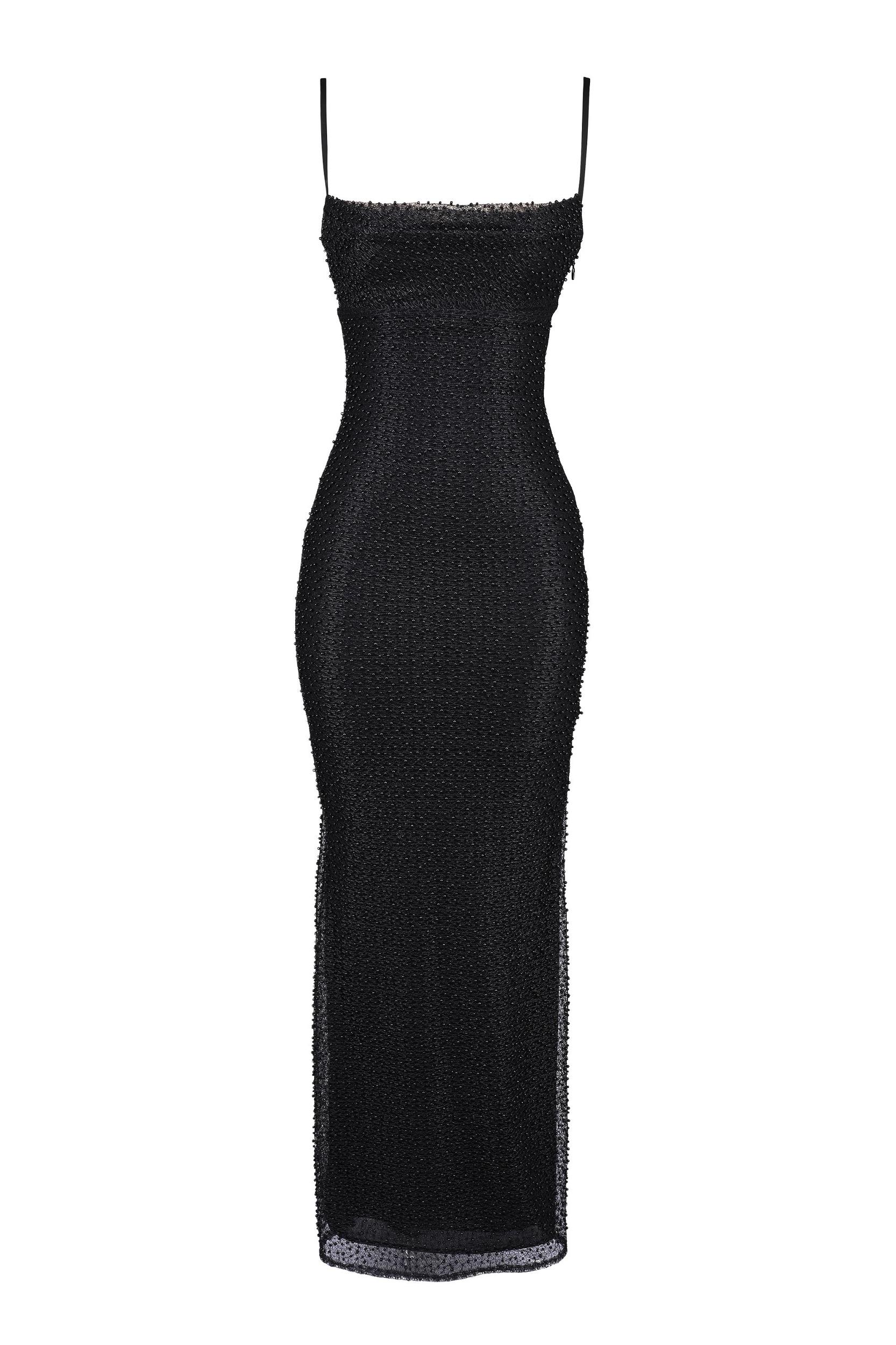 Calla  black pearl embellished maxi dress Product Image