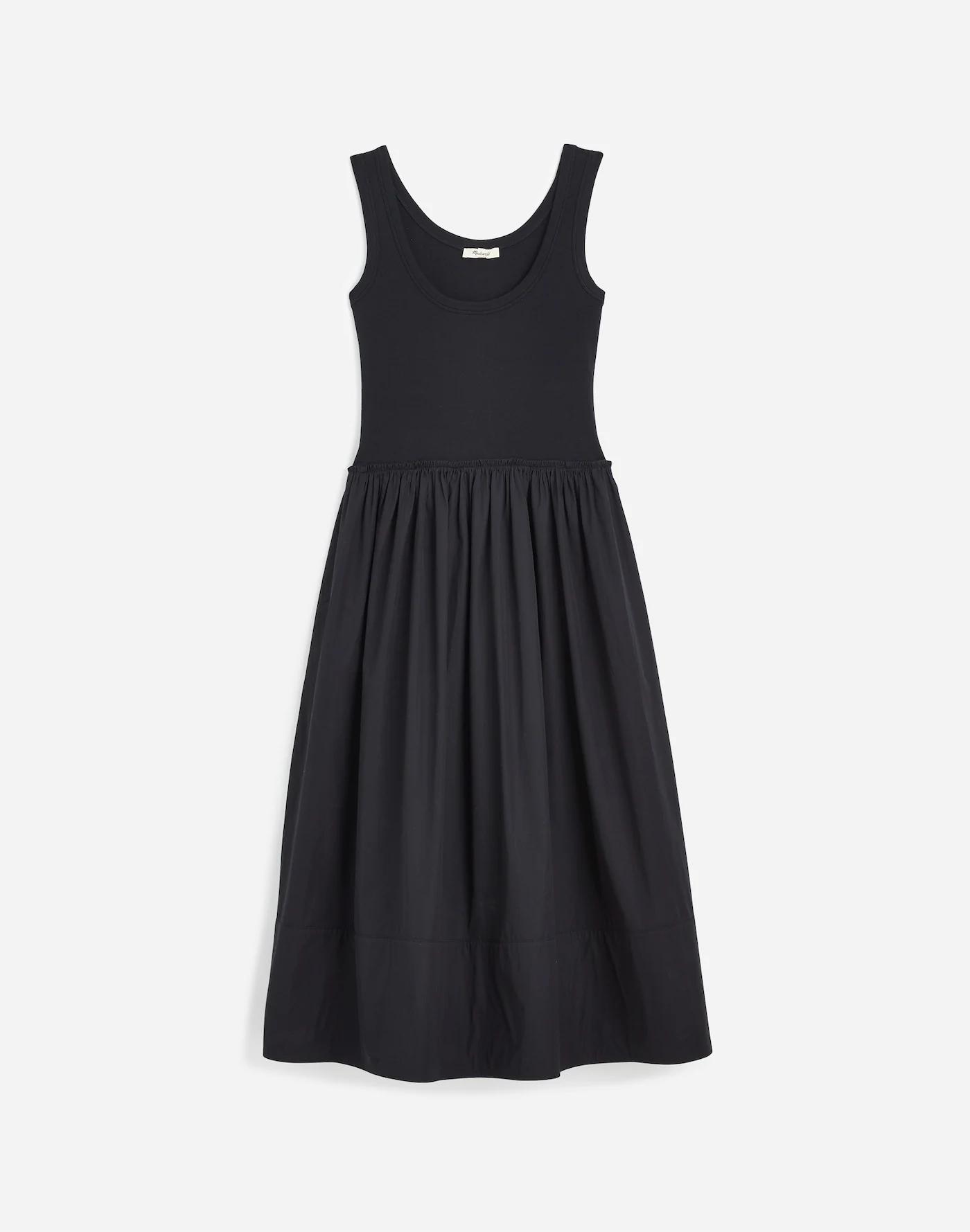 Mixed Poplin Scoopneck Maxi Dress Product Image