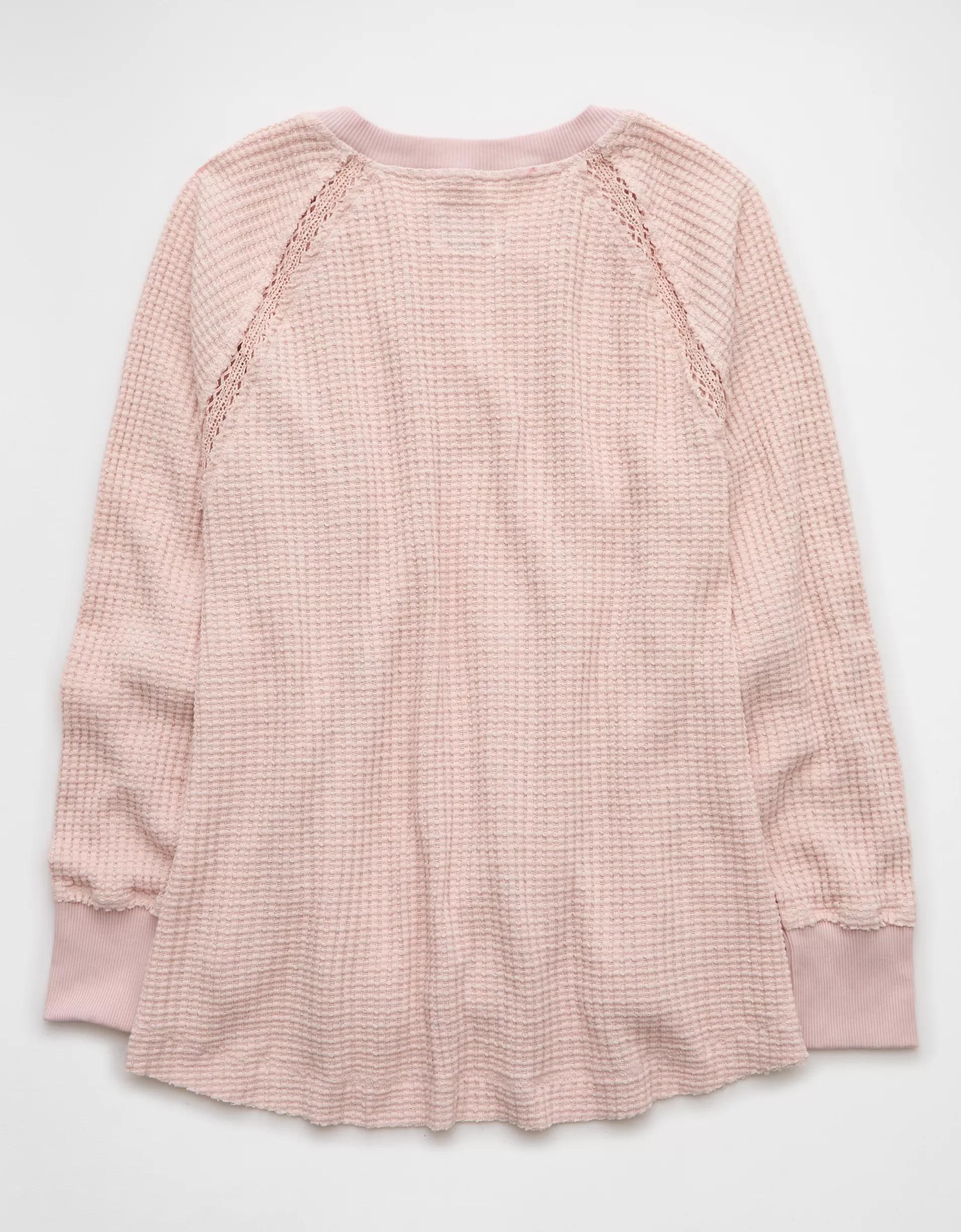 AE Big Hug Notch Neck Waffle Sweatshirt Product Image