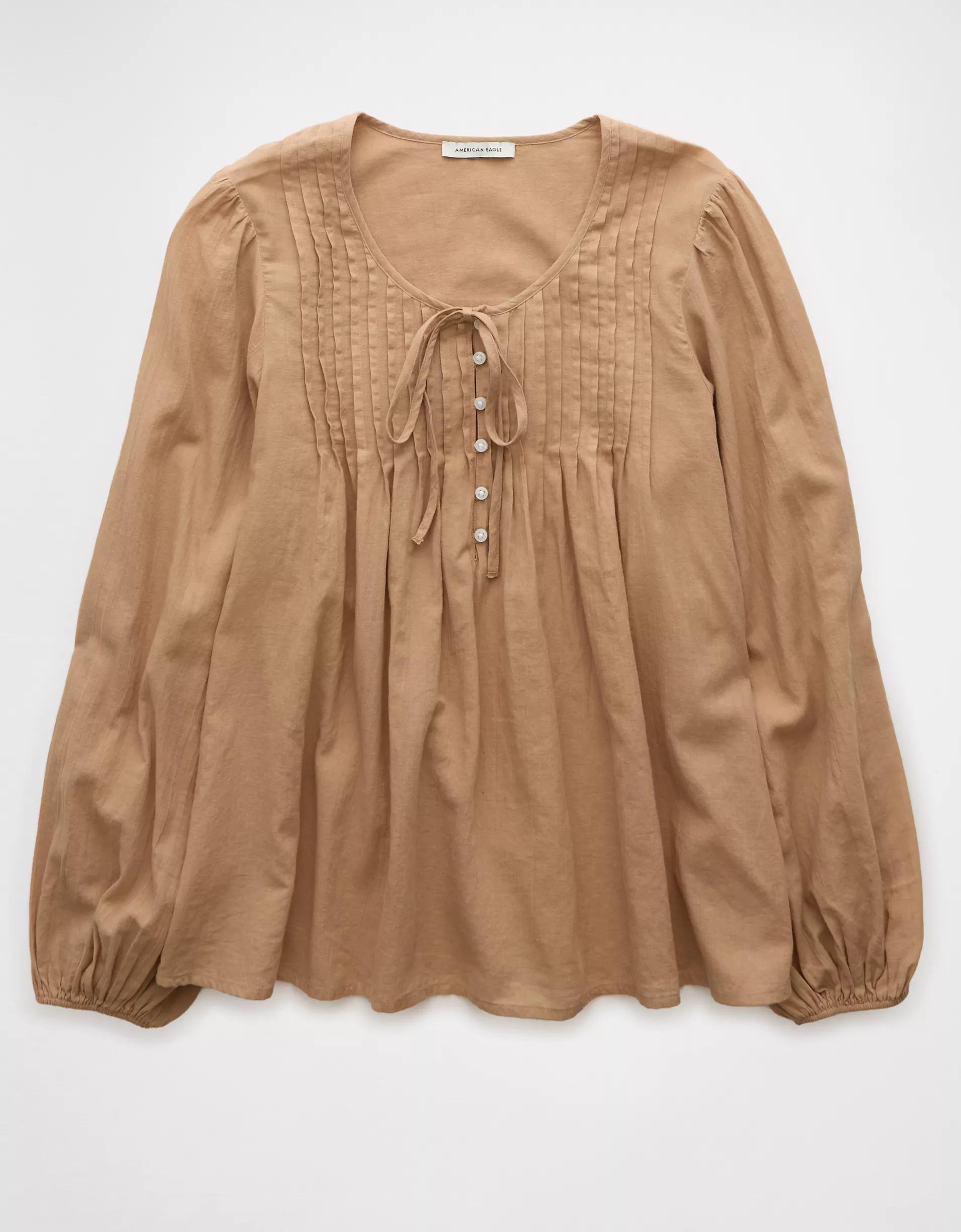 AE Long-Sleeve Breezy Boho Blouse Product Image