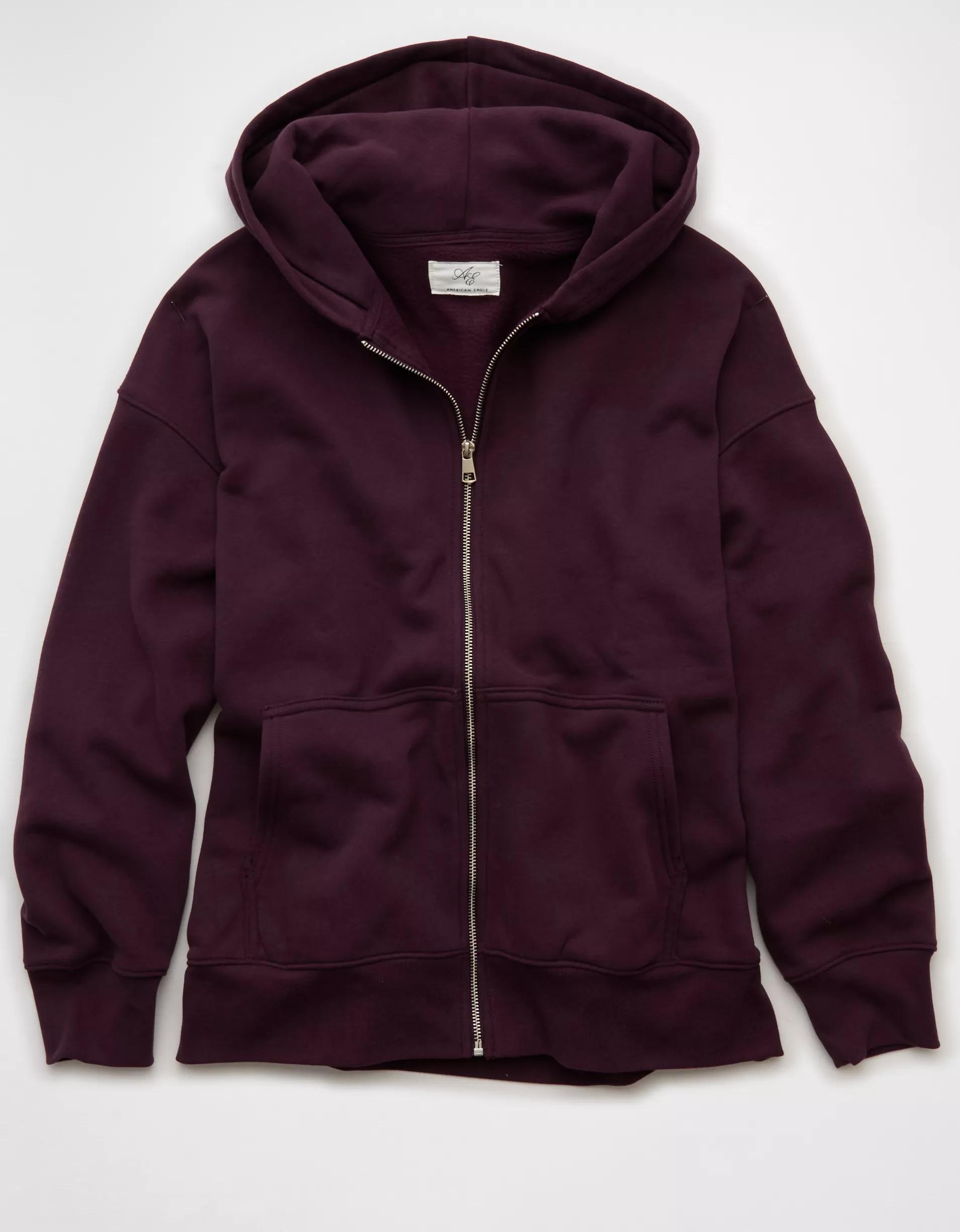AE Everyday Luxe Oversized Zip-Up Hoodie Product Image
