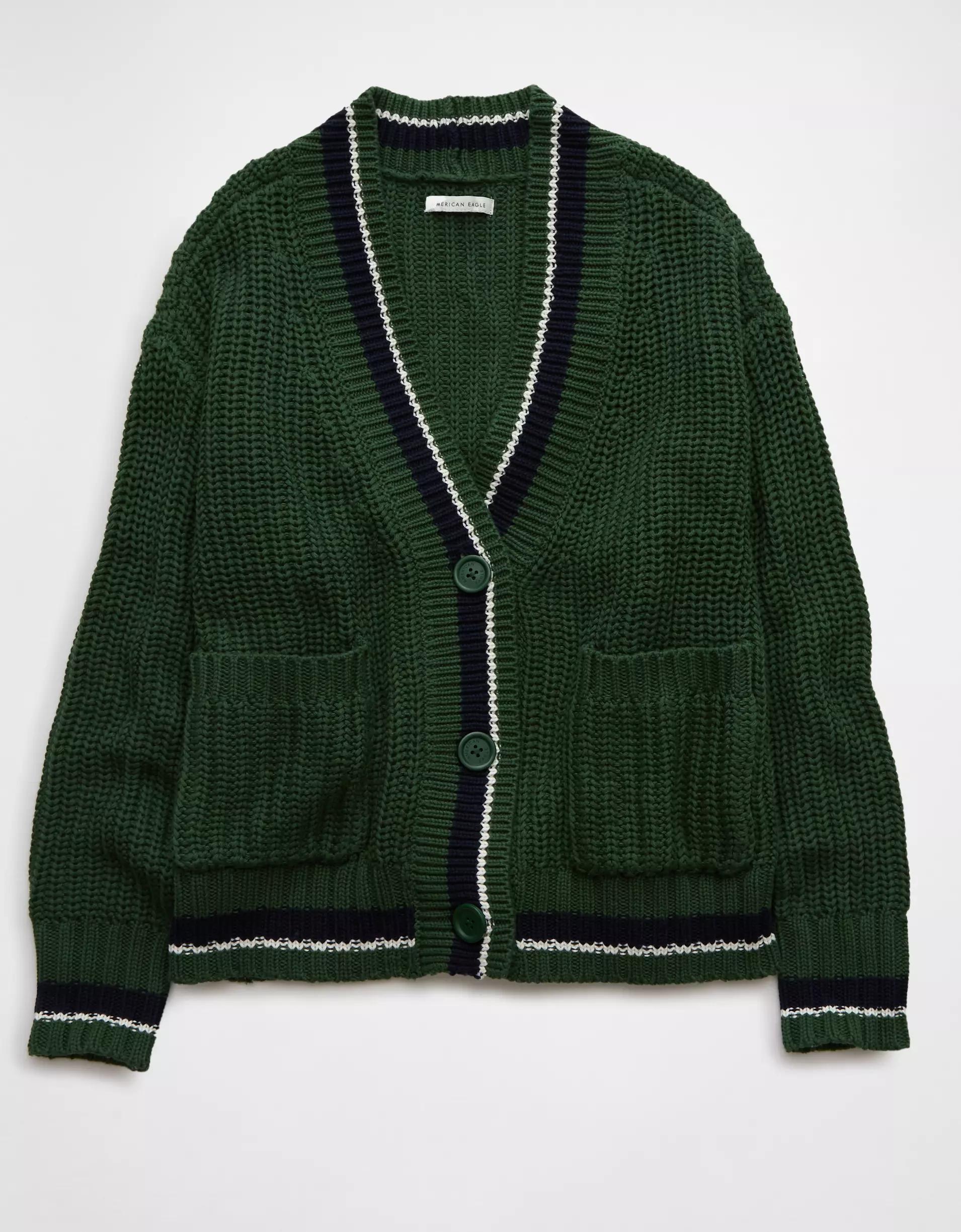 AE Tipped Button-Up Cardigan Product Image
