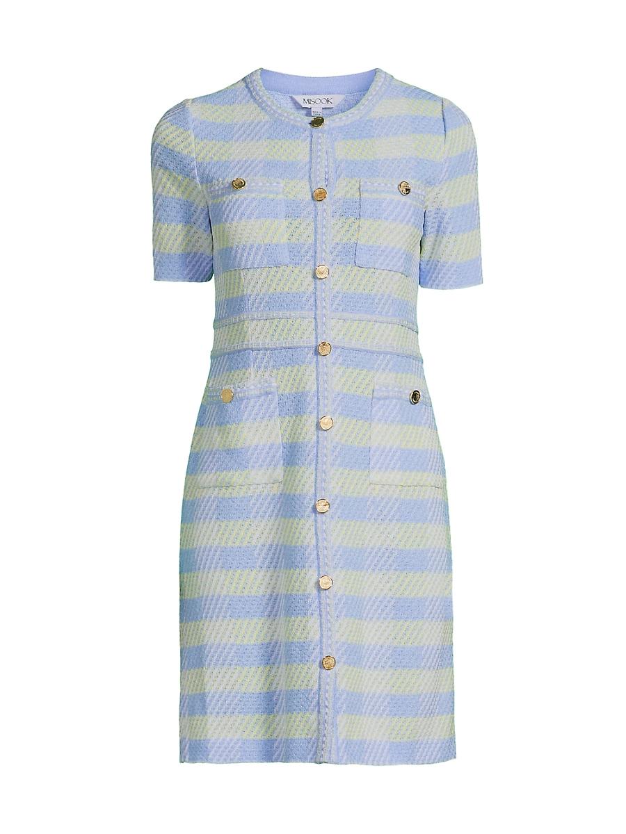 Womens Bold Plaid Tweed Knit Sheath Dress Product Image