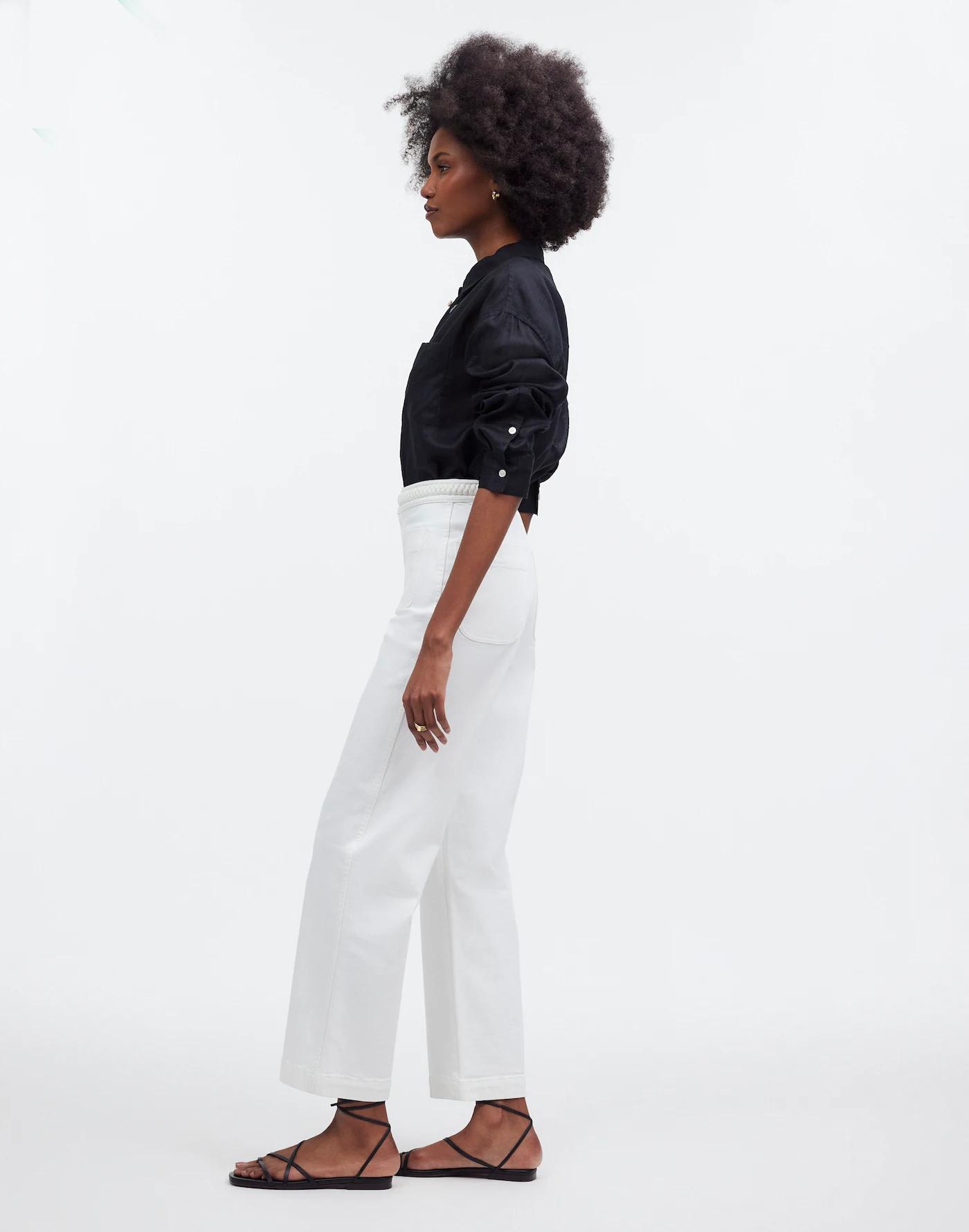 Madewell x Lisa Says Gah! The Perfect Vintage Wide-Leg Crop Jean in Eyelet White Product Image