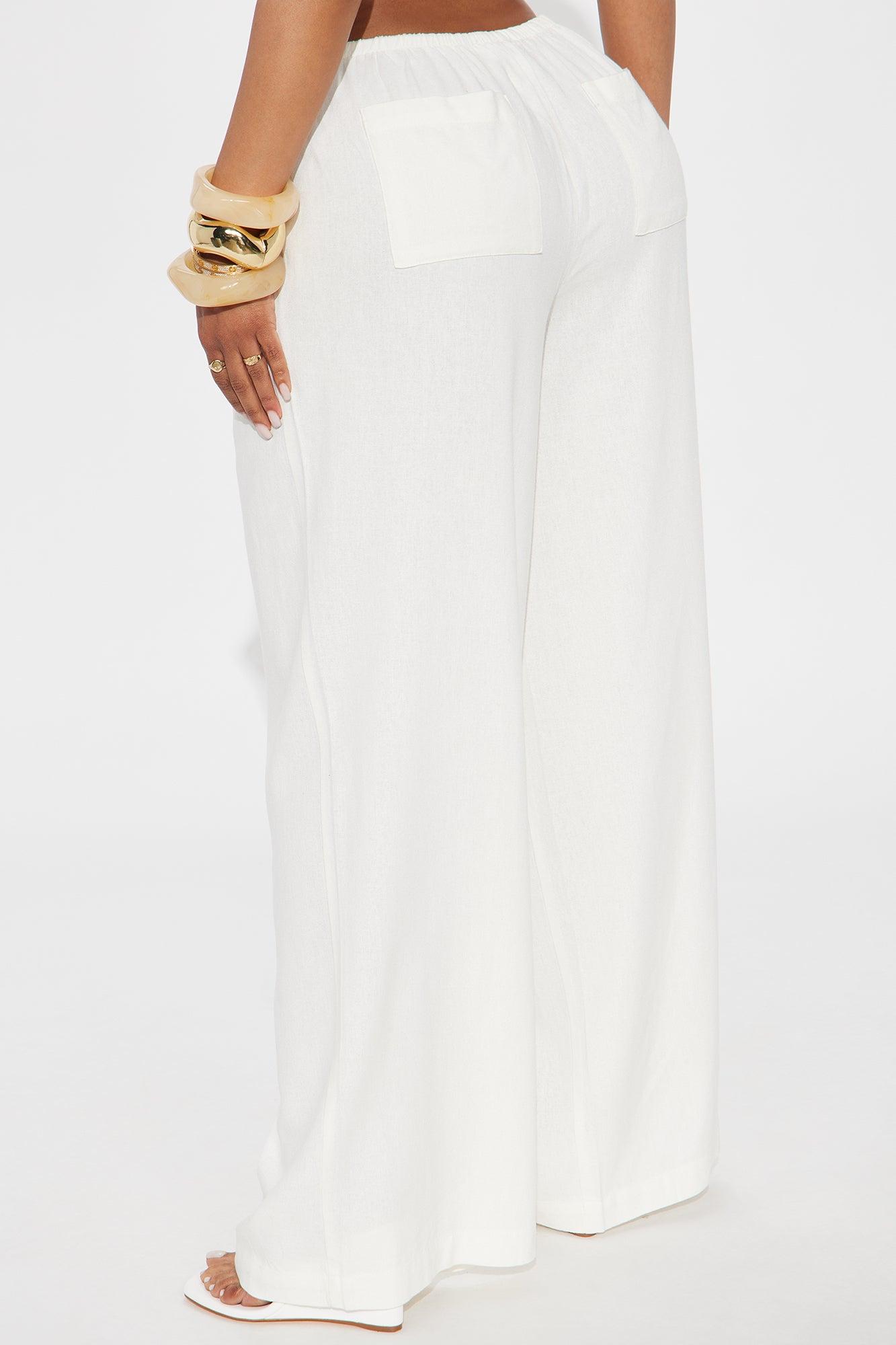 Seaside Soiree Wide Leg Linen Pant - Ivory Product Image