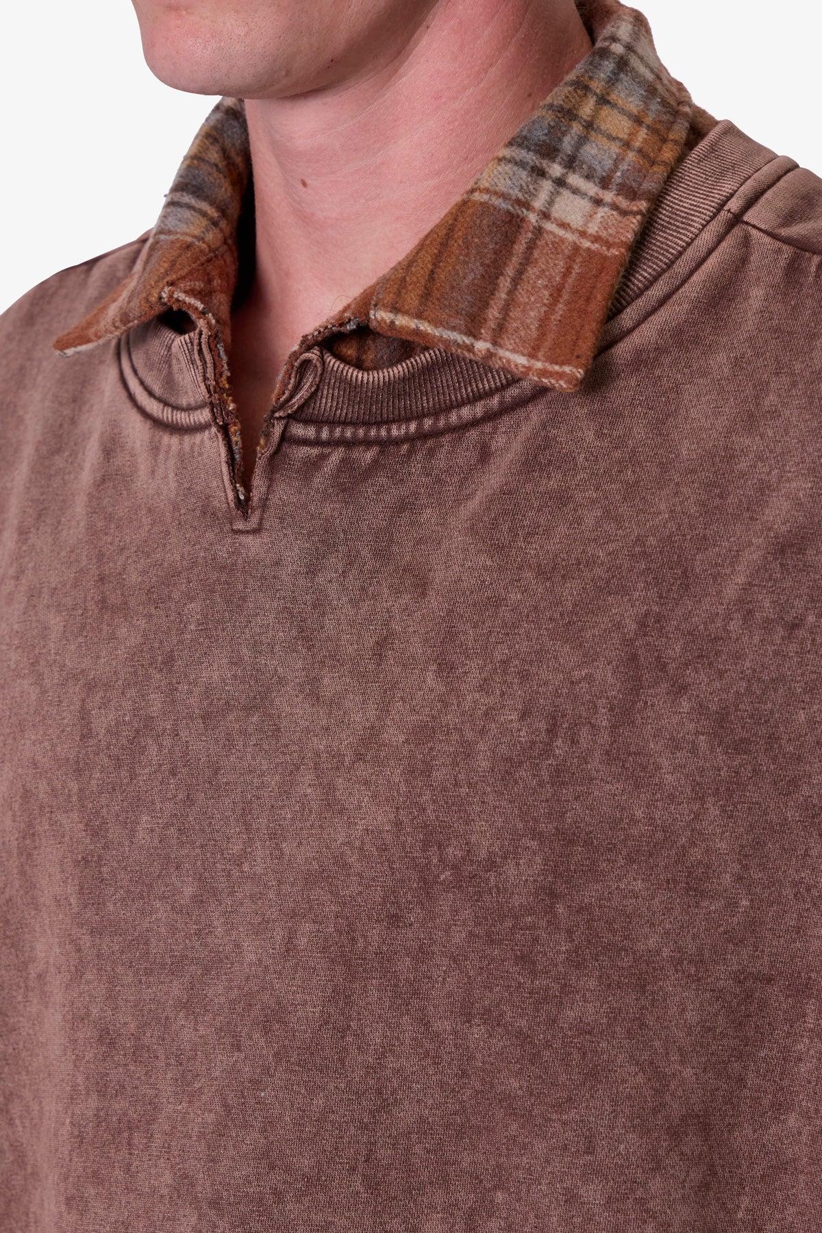 Flannel Crew Pullover Sweater - Brown Product Image
