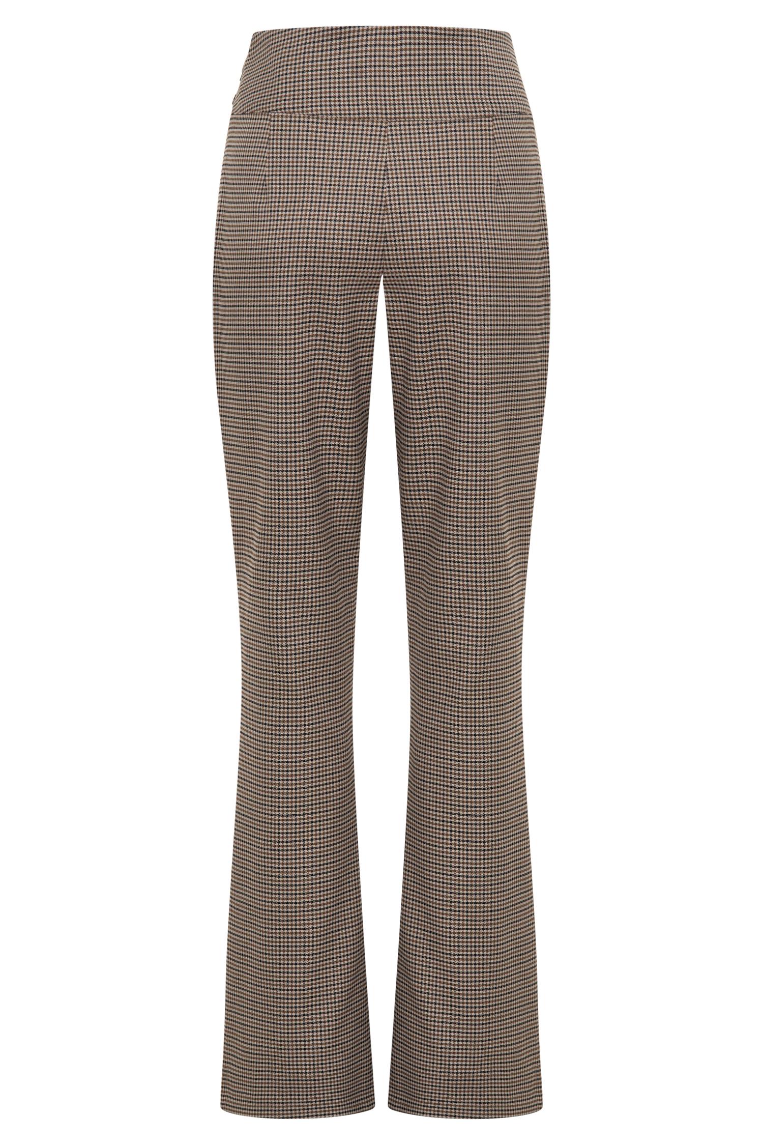 Sweeney Mid Rise Buckle Straight Leg Pant - Tan Check Product Image