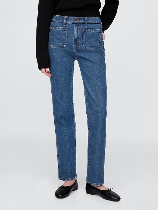 High Rise Studded &apos;90s Straight Jeans Product Image