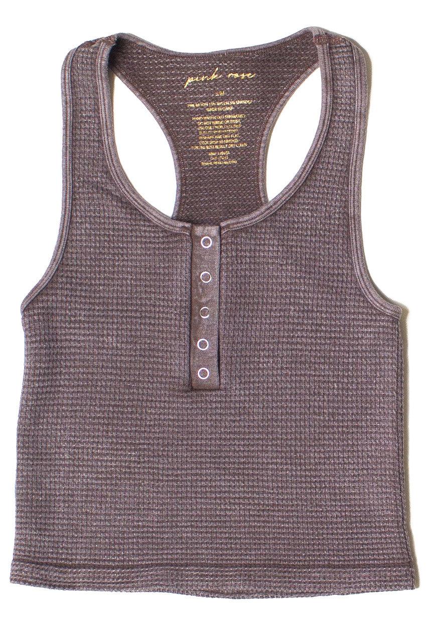 Waffle Knit Seamless Henley Tank Product Image