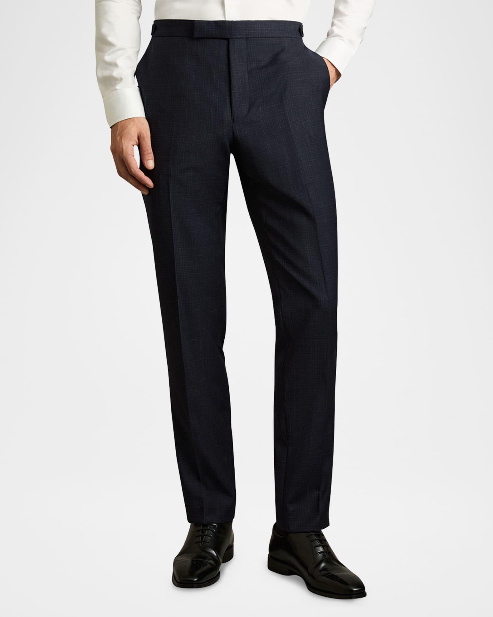 Men's Hatch-Textured Wool Slim-Leg Trousers Product Image