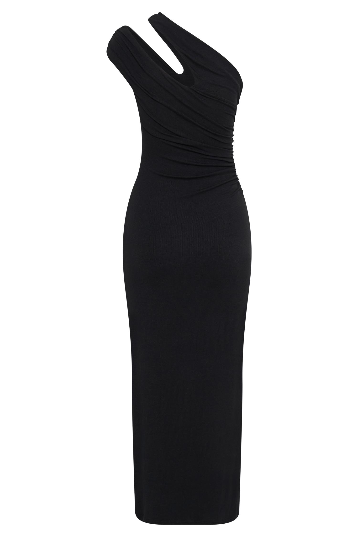 Anastasia One Shoulder Modal Midi Dress - Black Product Image
