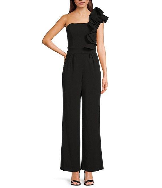 Honey and Rosie One Shoulder Ruffle Jumpsuit Product Image