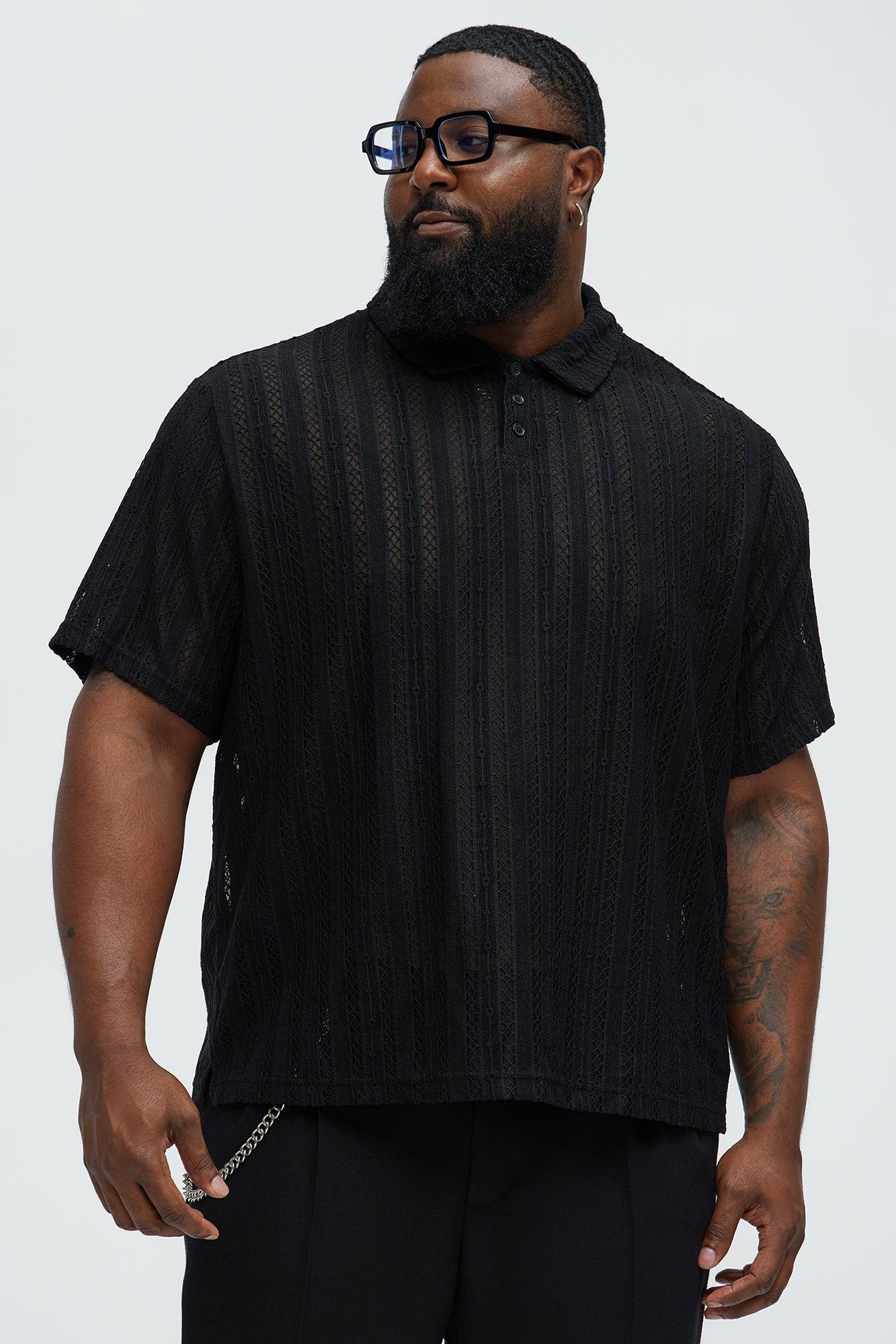 Dudley Open Knit Polo Shirt - Black Product Image