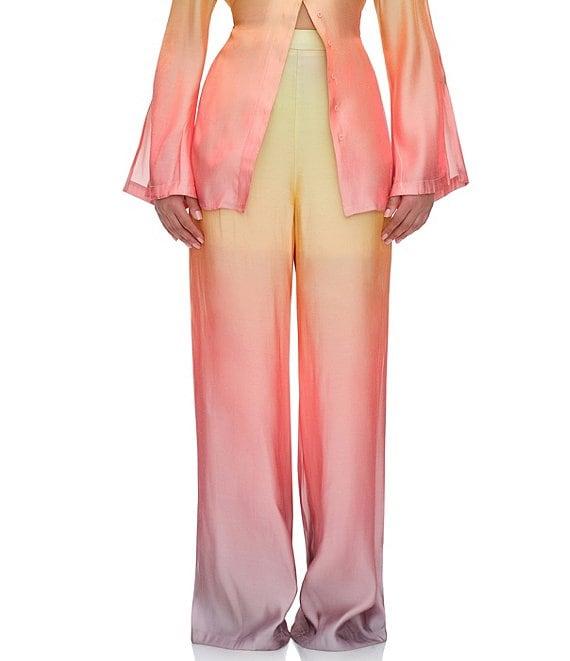 Andrea Iyamah Bata Light Ombre Chiffon Straight Leg Pants Product Image