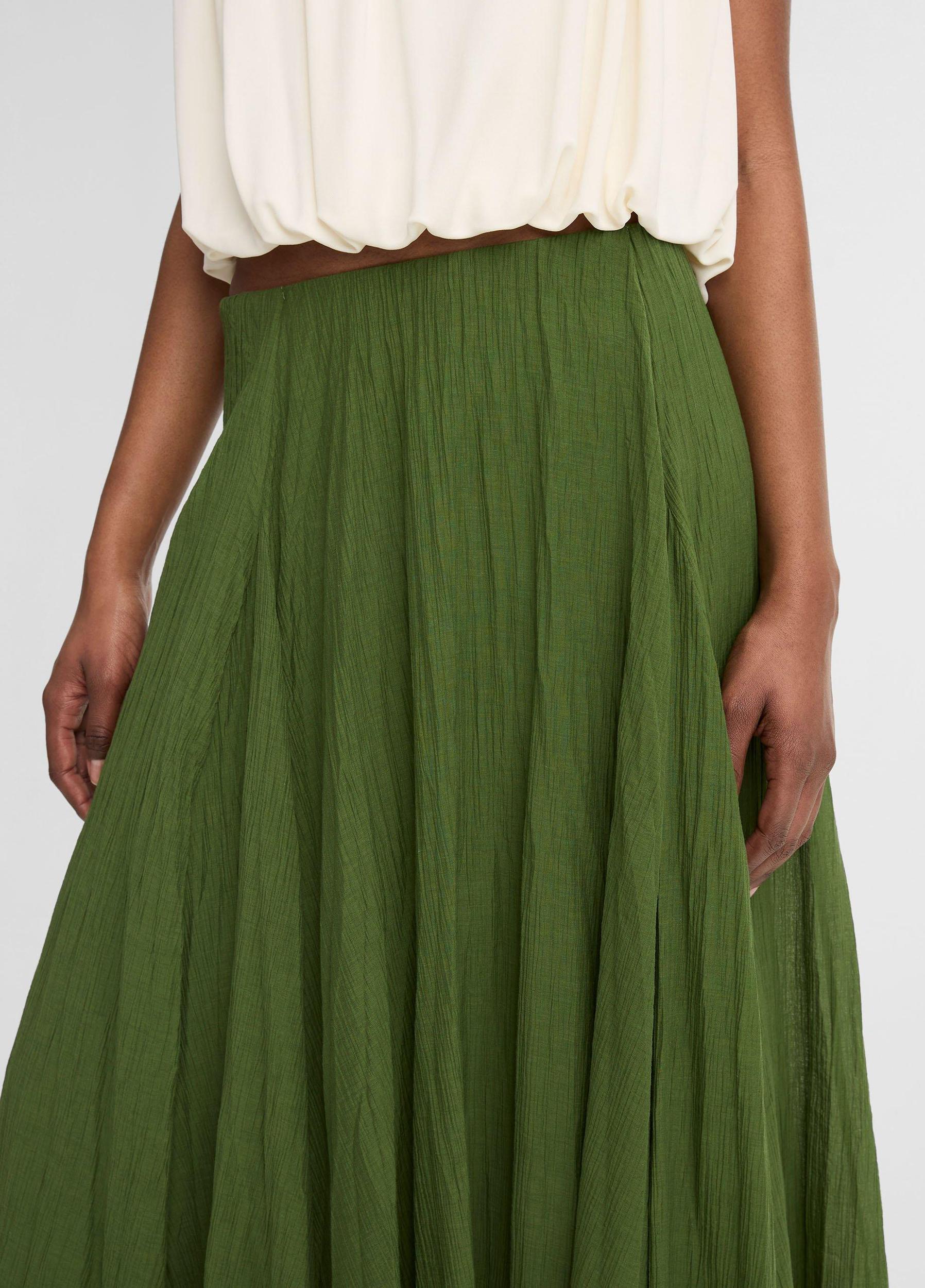 Crinkled Plissé Cotton-Blend Maxi Skirt Product Image