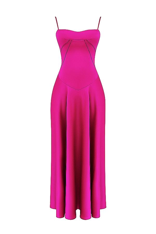 Anabella  fuchsia lace up maxi dress Product Image