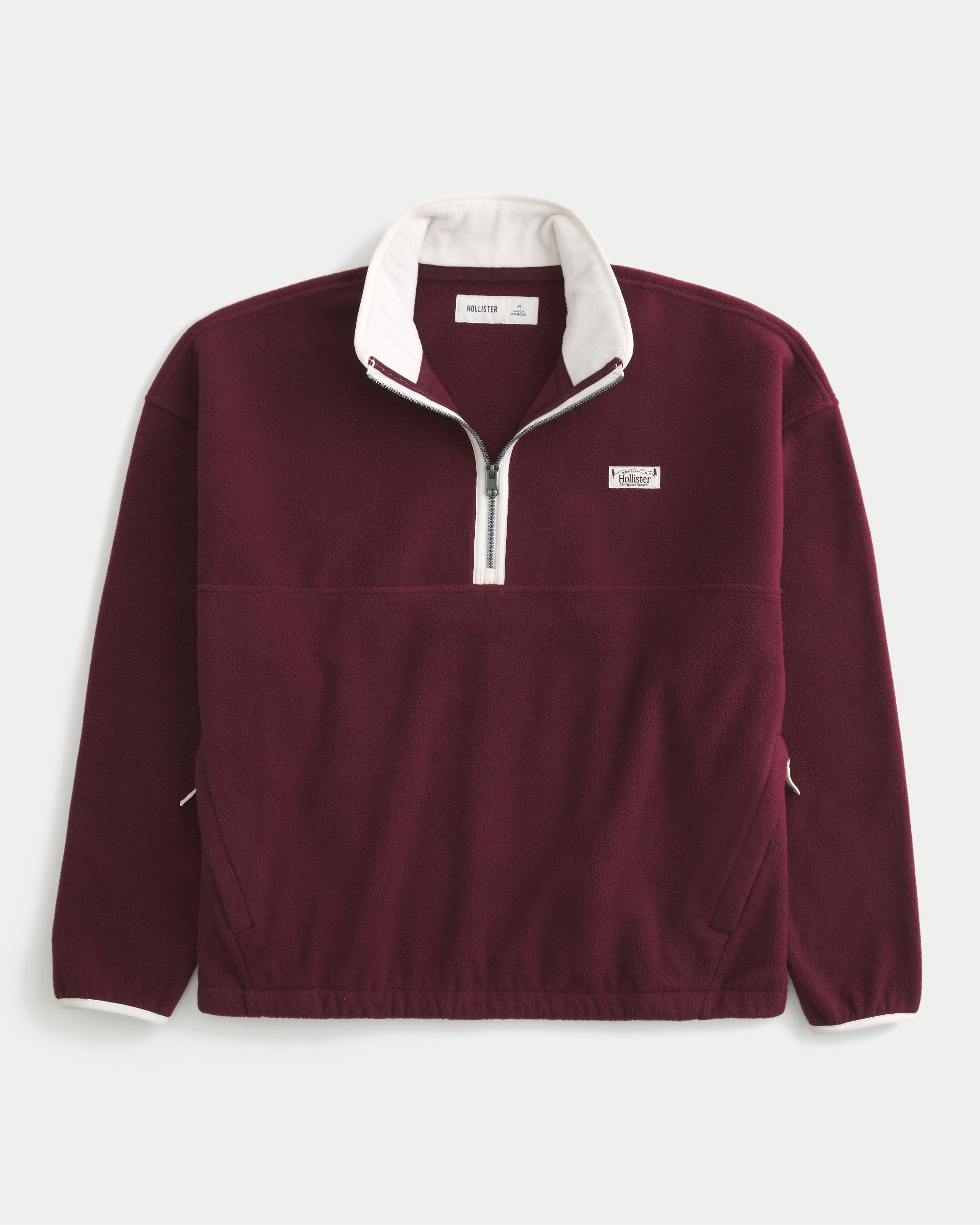 Thermal Fleece Plaid Half-Zip Sweatshirt Product Image