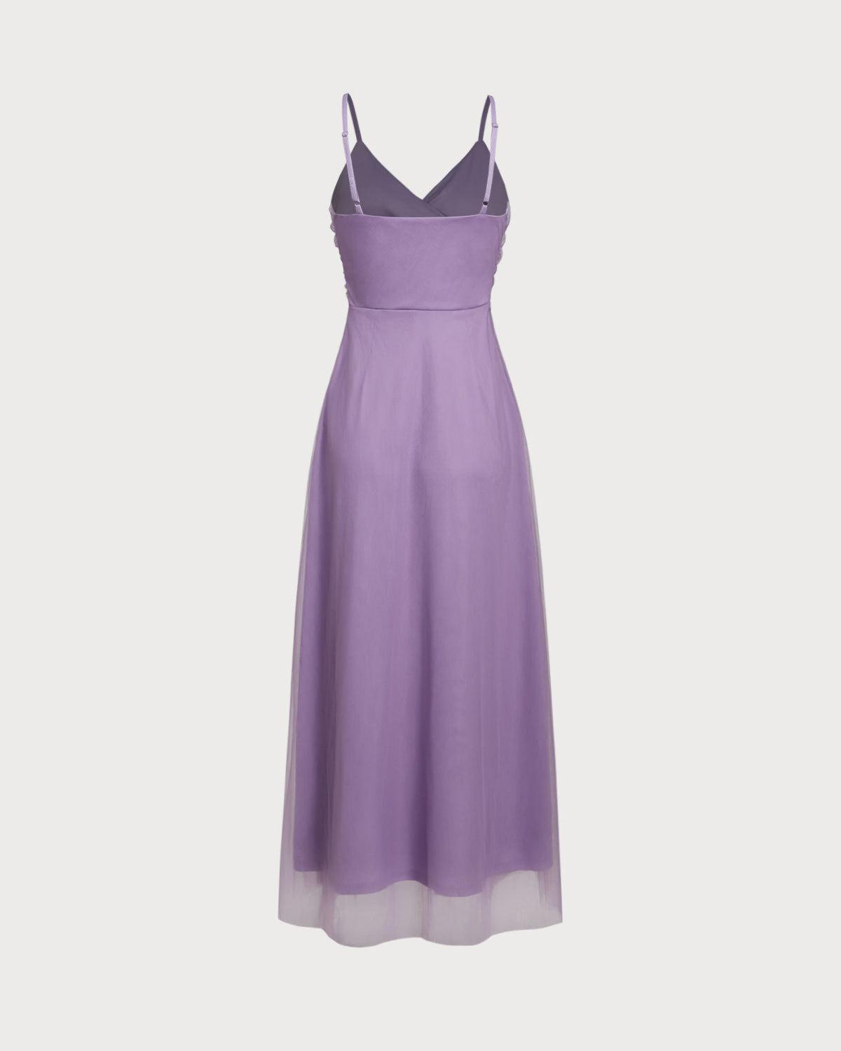 Purple Mesh Wrap Slip Maxi Dress Product Image