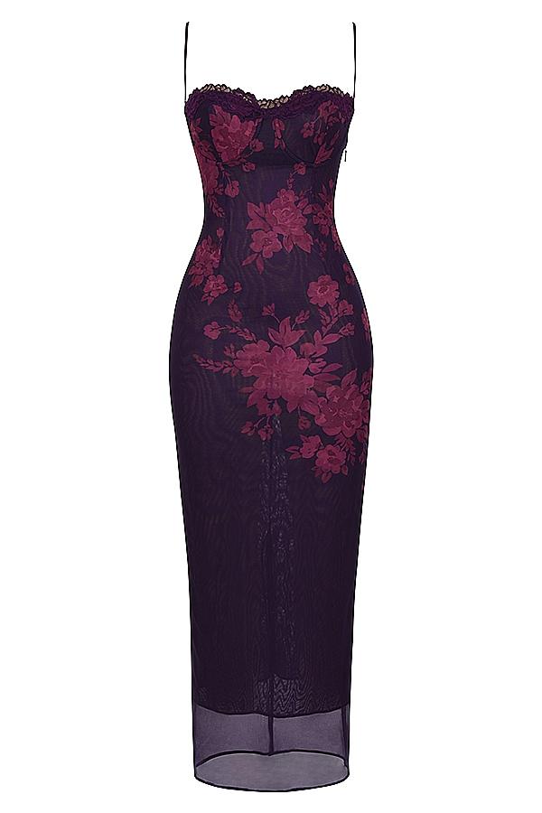 Dahna  dark purple velvet corset dress - sale Product Image