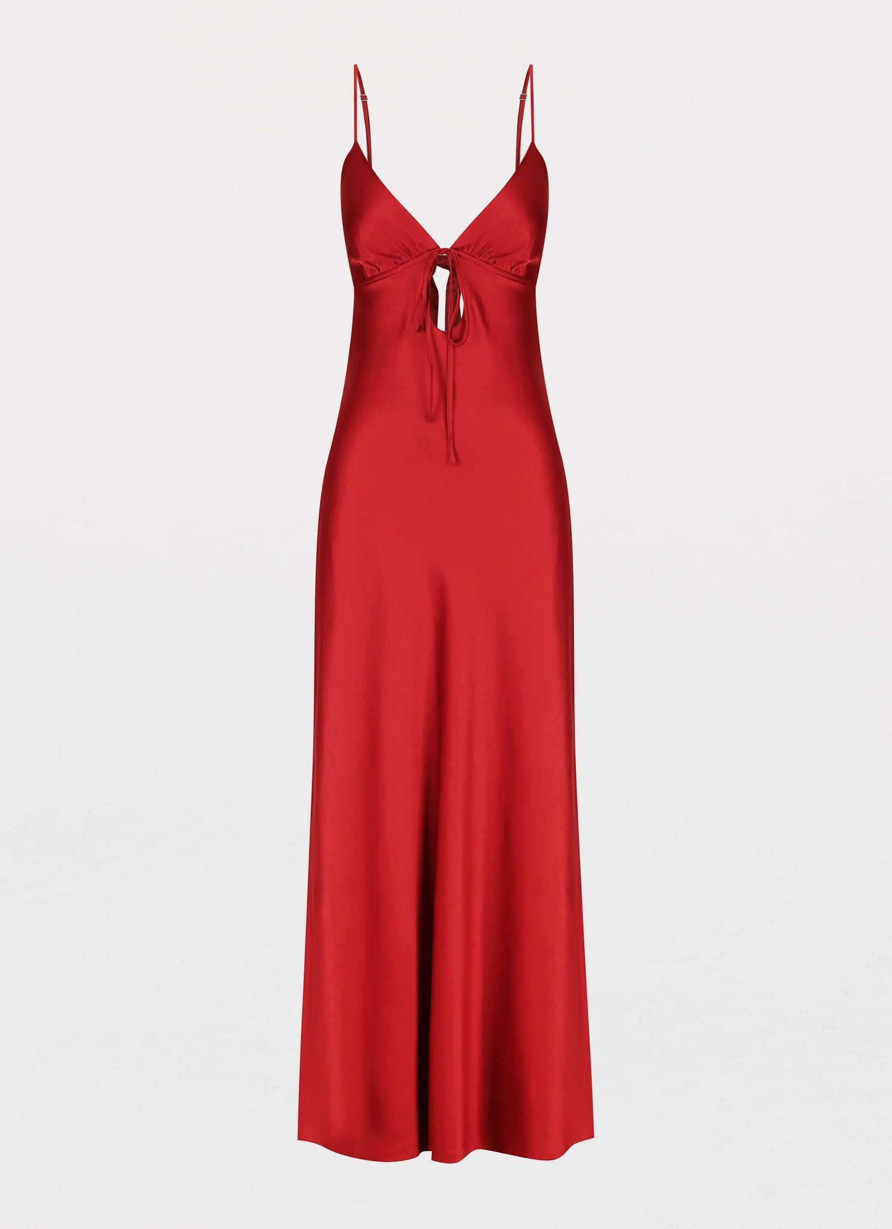 Flora Satin Maxi Dress - Cherry Product Image