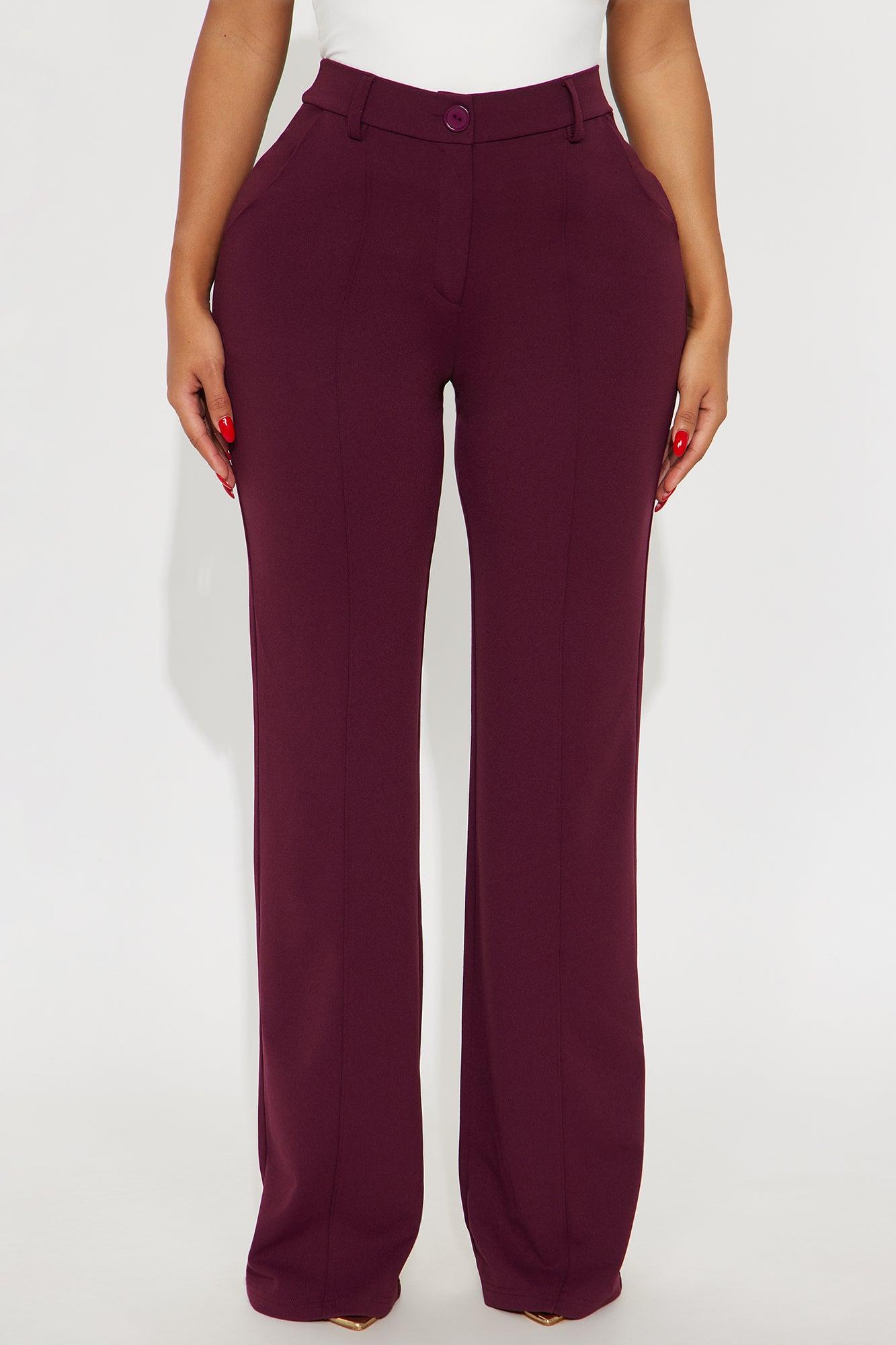 Heidi Wide Leg Trouser Pant - Burgundy Female Product Image