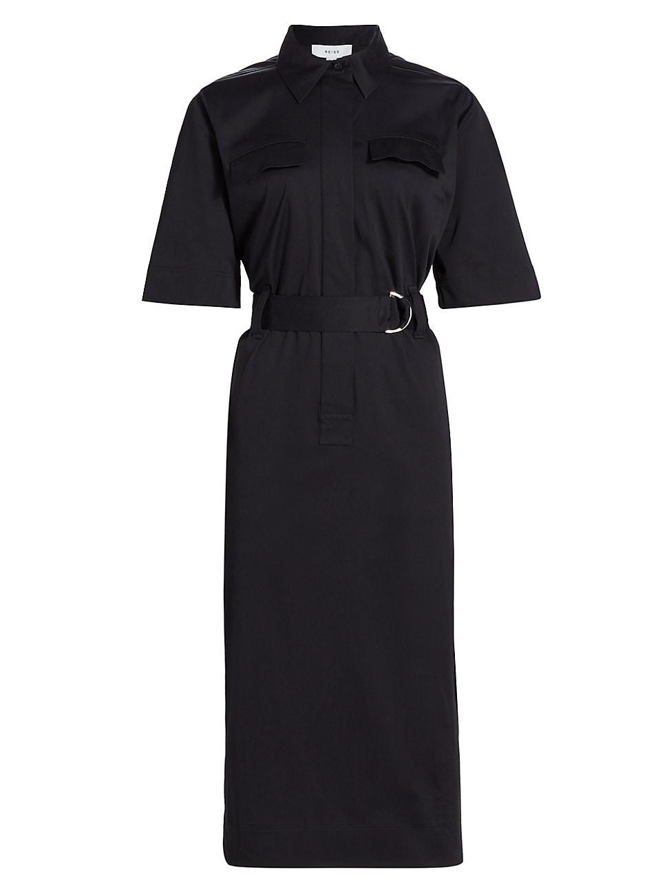 Womens Aimie Belted Stretch Poplin Shirtdress Product Image