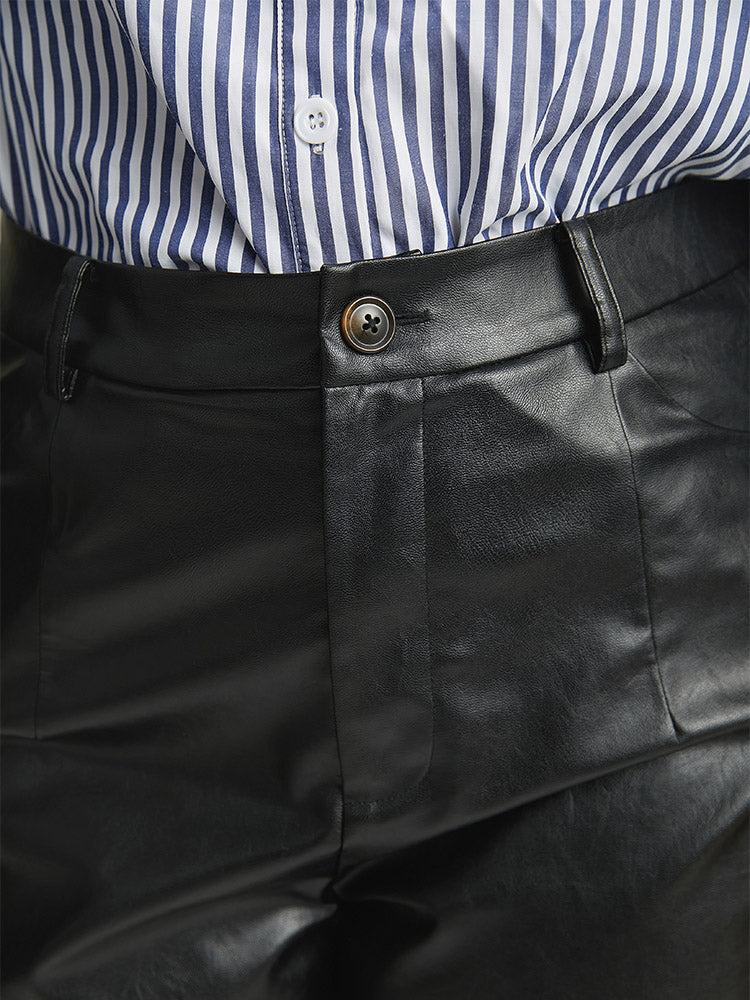 PU Wide Leg Pocket Pants Female Product Image