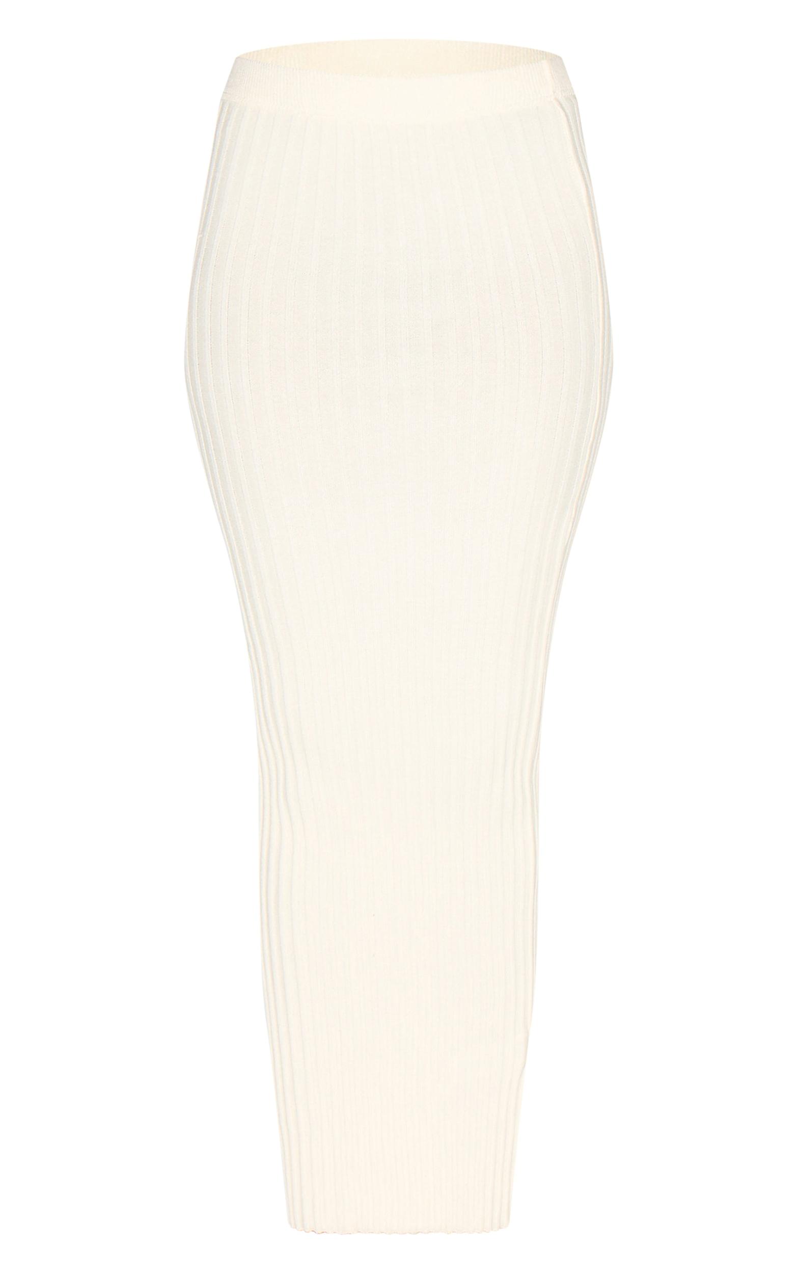 Cream Rib Knit Maxi Skirt Product Image