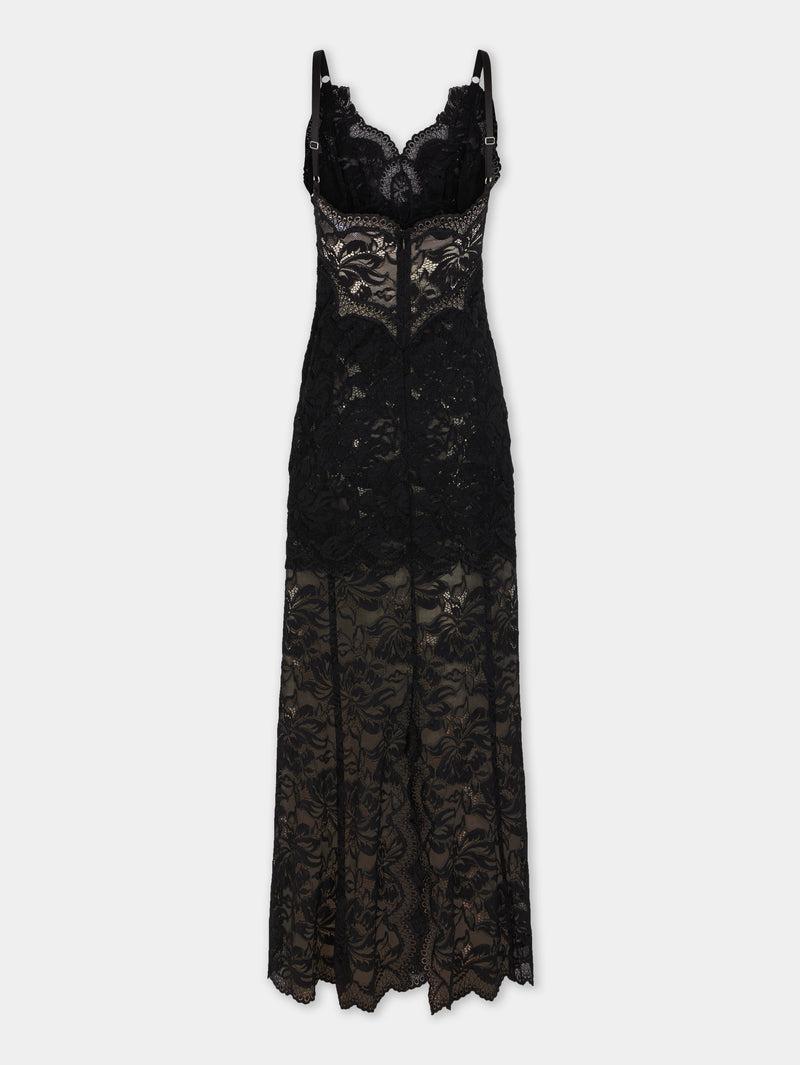 BLACK LONG DRESS IN LACE Product Image
