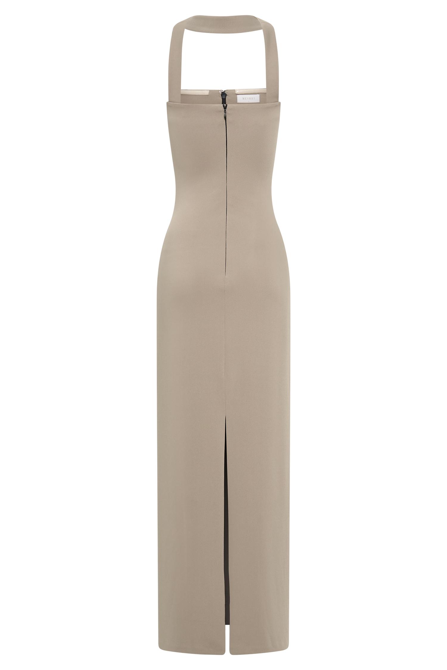 Velma Halter Collar Maxi Dress - Mushroom Product Image