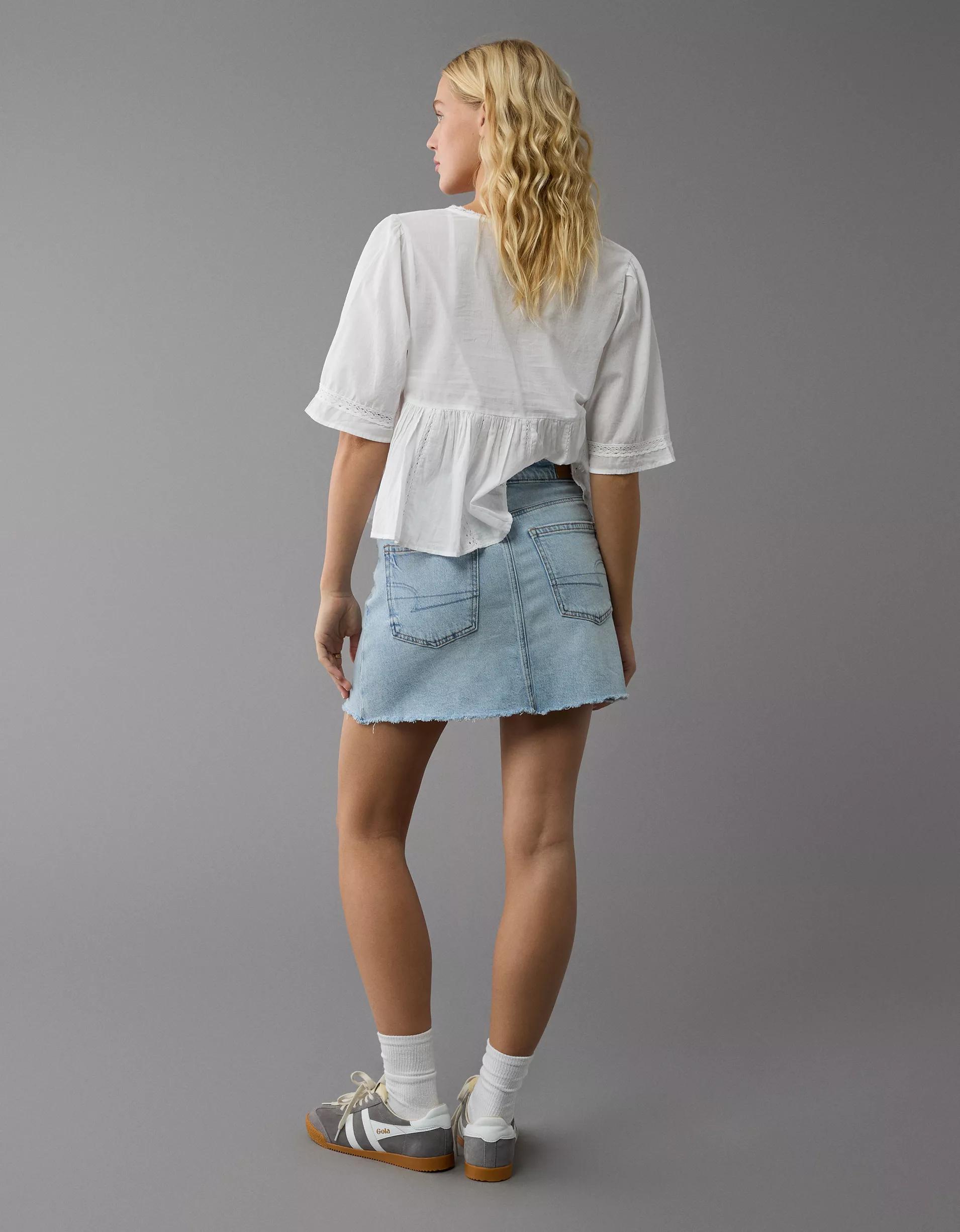 AE Stretch High-Waisted Perfect Denim Mini Skirt Product Image