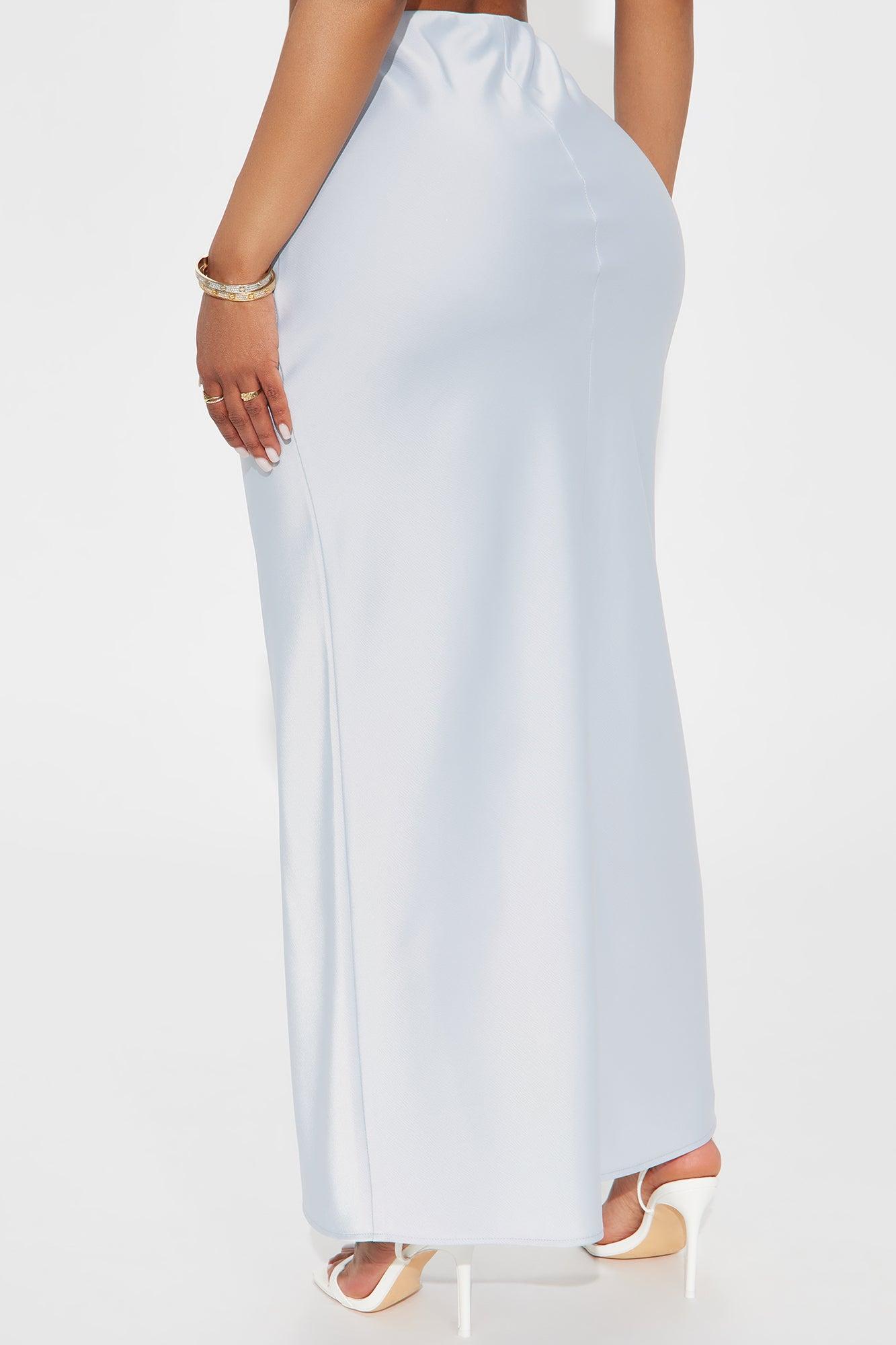 Brunch to GNO Satin Maxi Skirt - Silver Product Image