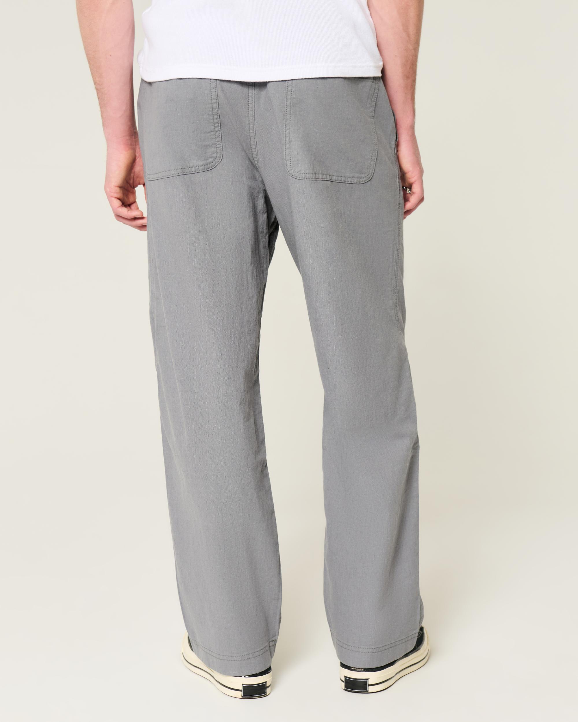 Linen-Blend Flex Waist Baggy Pants Product Image