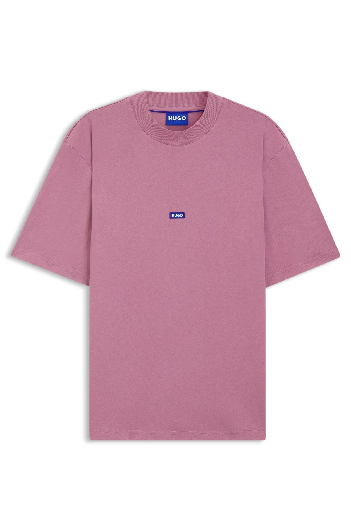 Cotton-jersey T-shirt with blue logo patch Product Image