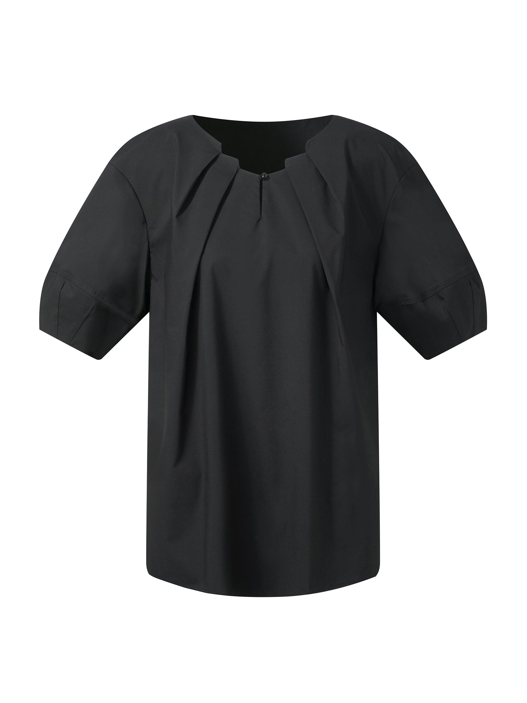 Pleated Neck Women Side Slit Top Product Image