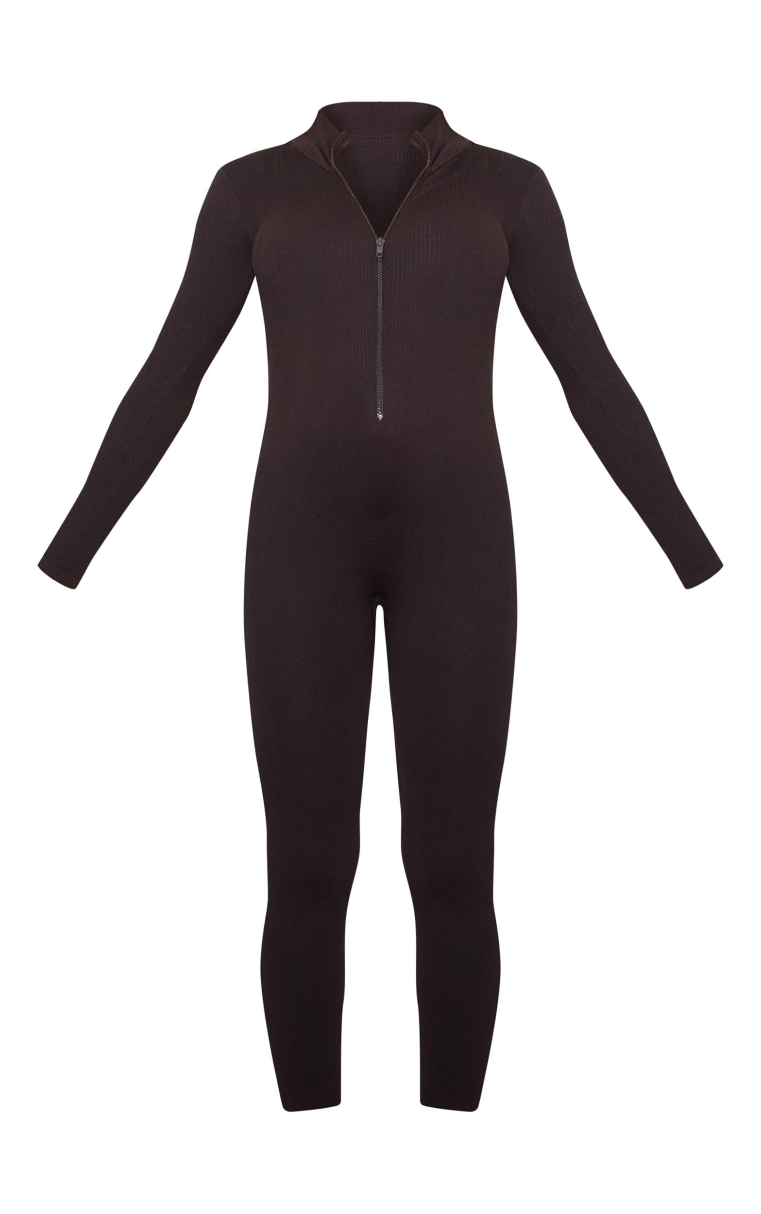 Maternity Chocolate Snatched Ribbed Jumpsuit Product Image