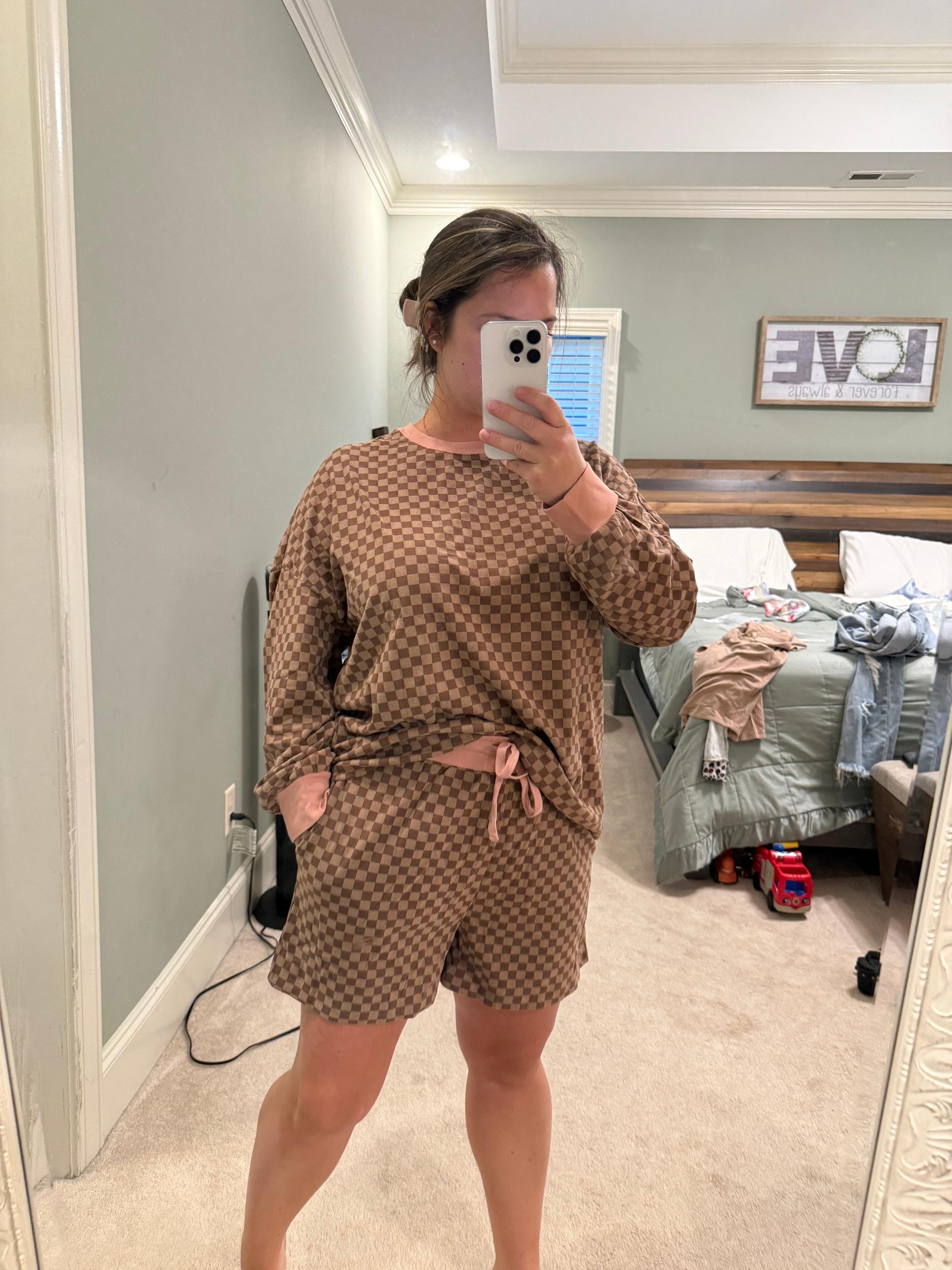 Preorder Brown Check Lounge Set Product Image