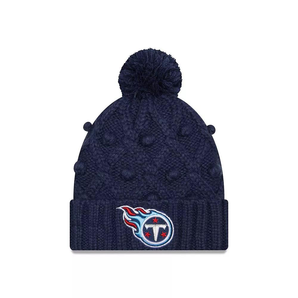 Women's New Era Navy Tennessee Titans Toasty Cuffed Knit Hat with Pom, Blue Product Image