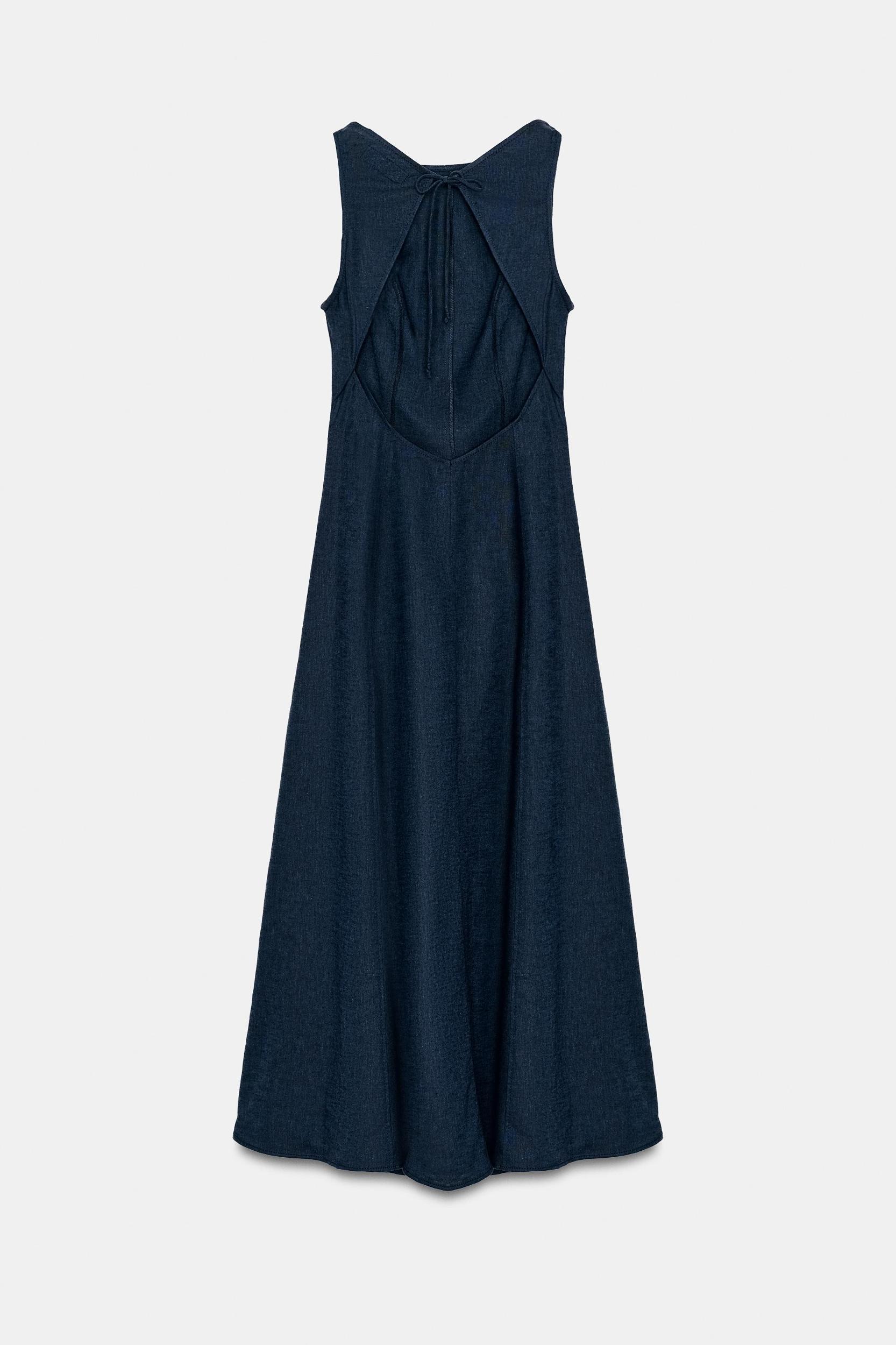LINEN OPEN BACK MIDI DRESS Product Image