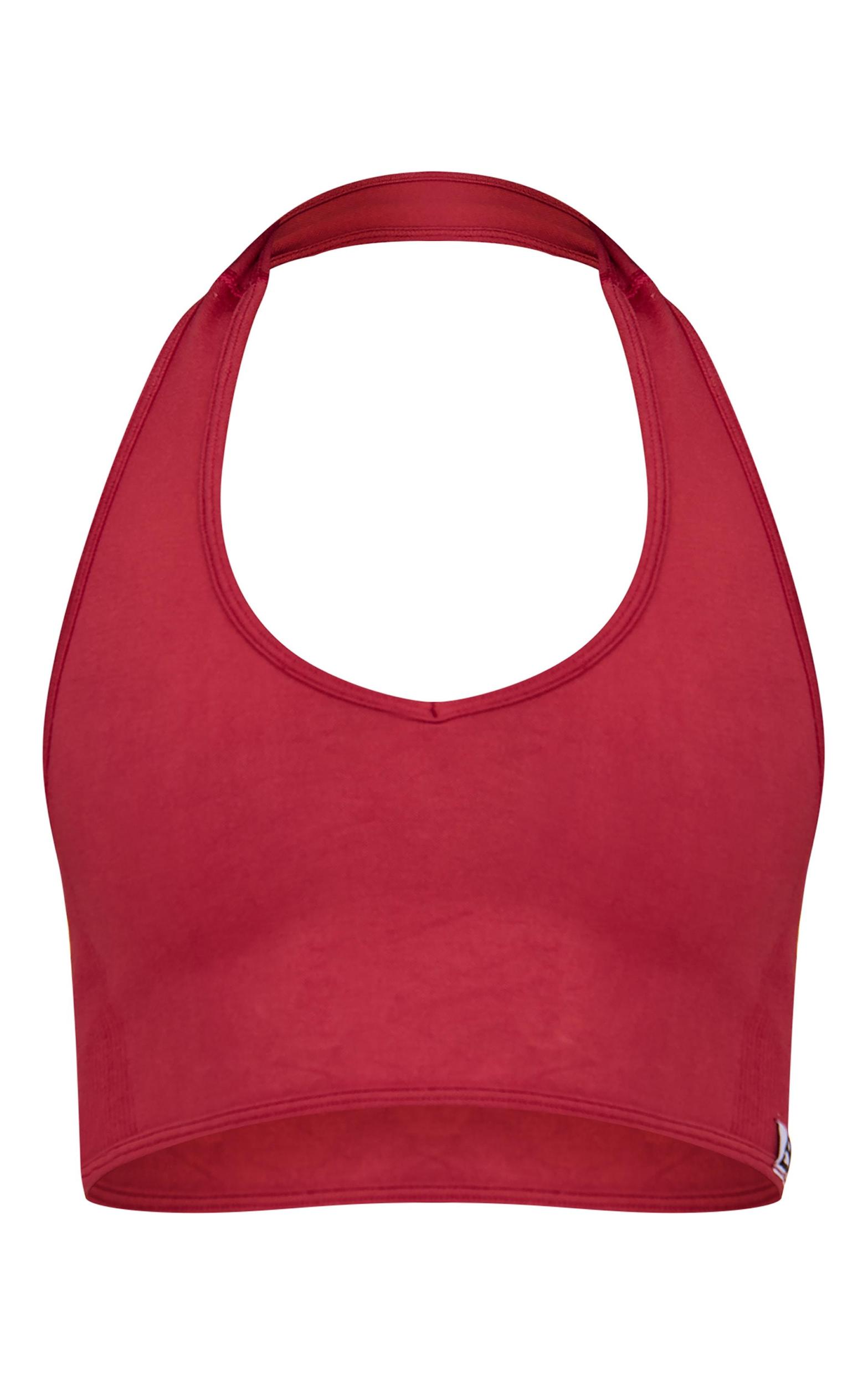 Dark Red Seamless Halter Gym Top Product Image